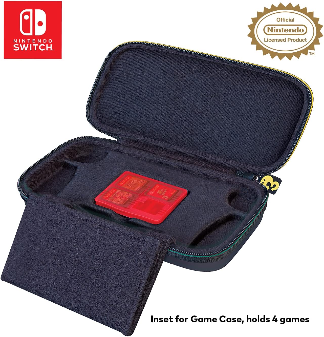 Game Traveler Nintendo Switch Lite Luigi Case - Adjustable Viewing Stand & Game Case Storage, Protective Vinyl Hard Shell Case with Deluxe Carry Handle - Official Licensed Nintendo Switch Lite Case