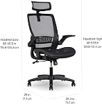Amazon Basics Ergonomic High-Back Desk Chair, Comfortable Flip-Up Armrests, Contoured Mesh Seat, Swivel, Black, 64.77 cm D x 66.67 cm W x 125.09 cm H