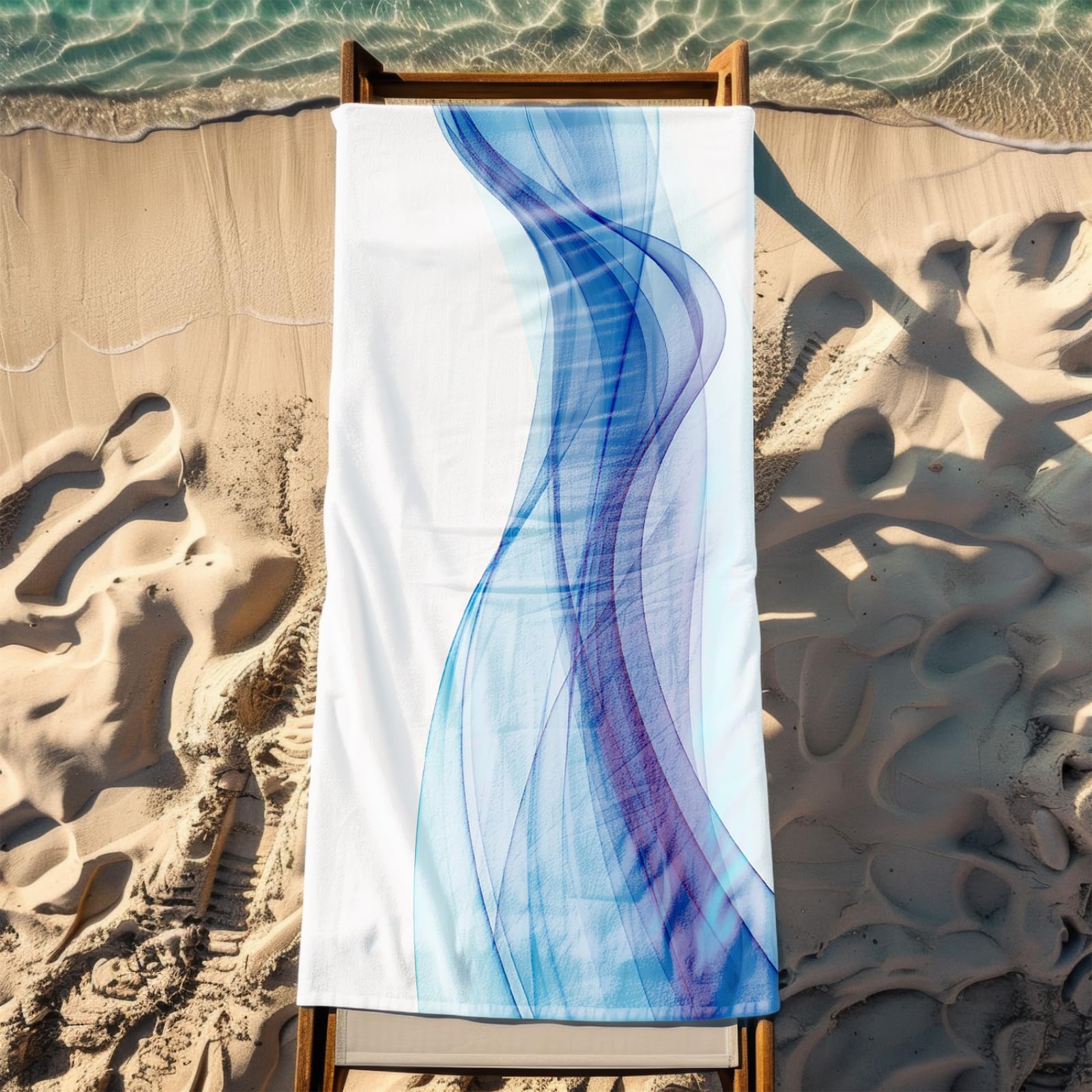 Beach Towel 80x160 Blue Gradient Geometry Microfibre Quick Dry Towel for girls,Pool Swimming Travel Towels,Sand-Resistant, Absorbent, Lightweight