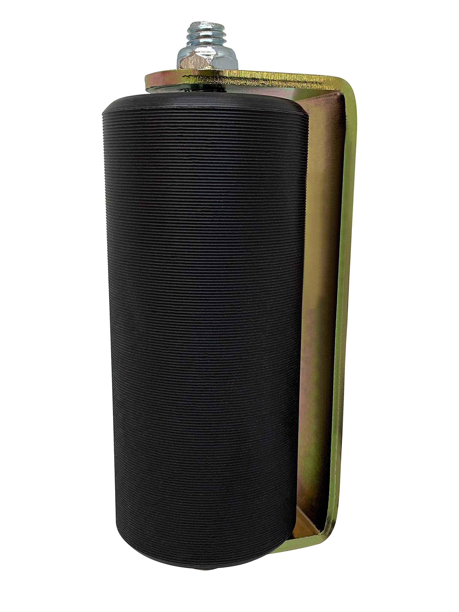 Eagle EG104 - Rullo guida per cancelletto scorrevole, 15,2 cm, saldato sul retro, resistente, con cuscinetto a sfera, chiusura a scorrimento, in nylon duro nero UHMW con staffa a C