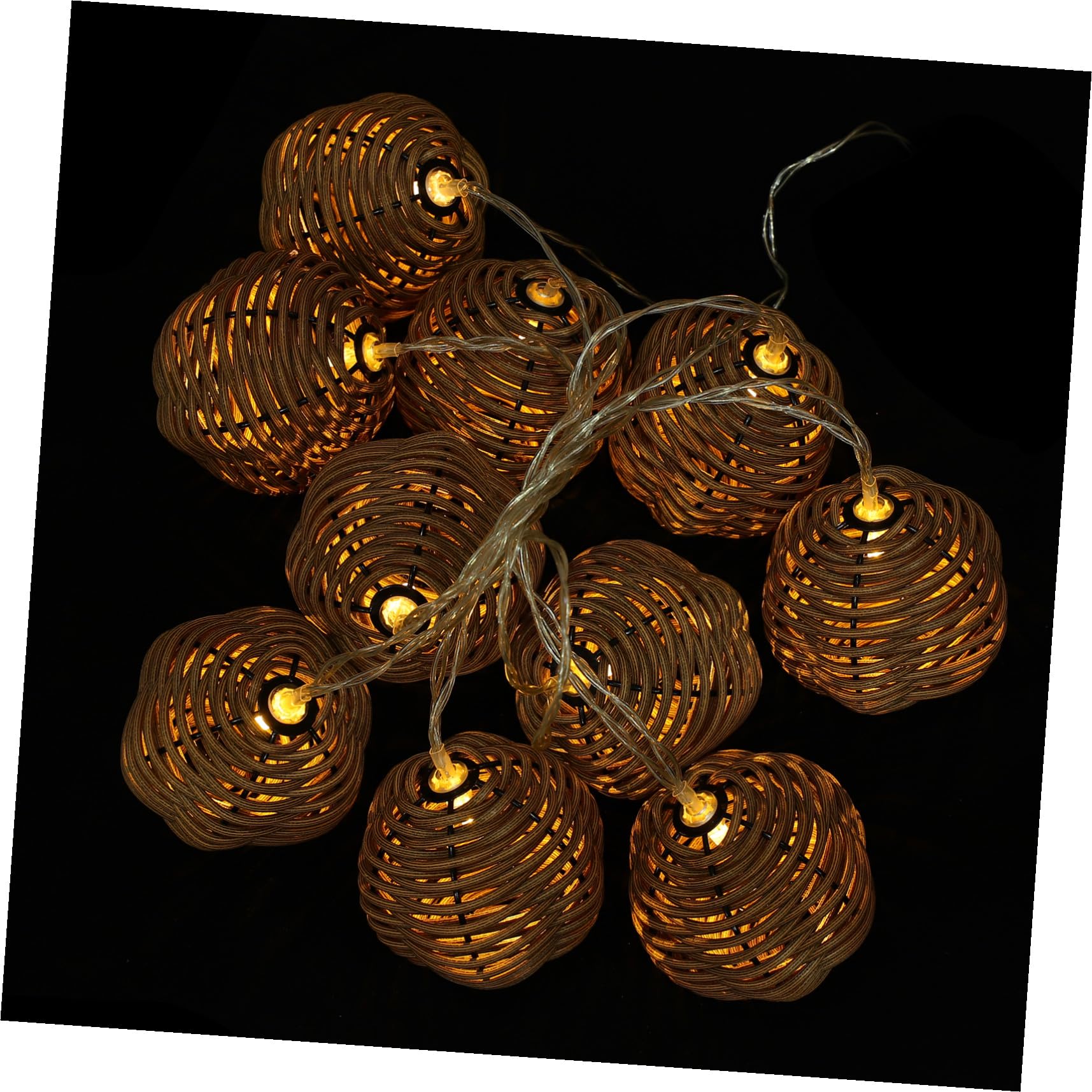 TOYANDONA Imitations Rattan Licht LED Dekorationslichterkette 1 Satz Braun | Kunststoff und Eisen, Batteriebetrieben mit 3 Aa Batterien, für Hochzeit und Party