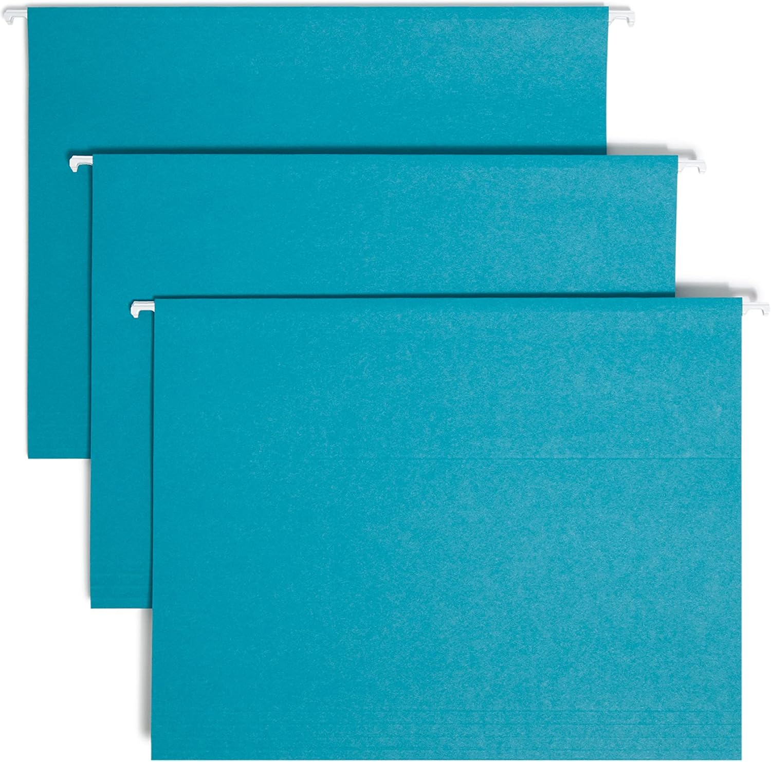 Smead Colored Hanging File Folder with Tab, 1/5Cut Adjustable Tab, Letter Size, Teal, 25 per