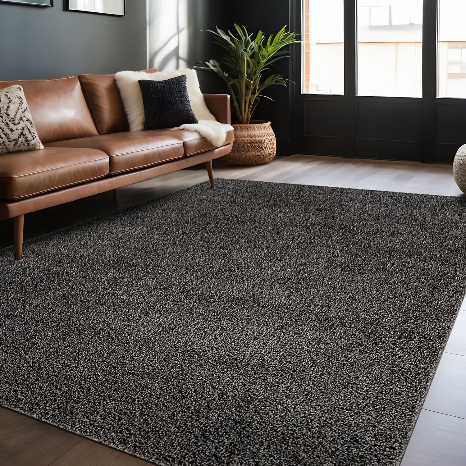 Luul Home Non Slip Solid Area Rug Dark Gray 6x9 Rubber Back Soft Rugs for Living Room Kitchen Bedroom and Hallway Stain Resistant Washable Easy