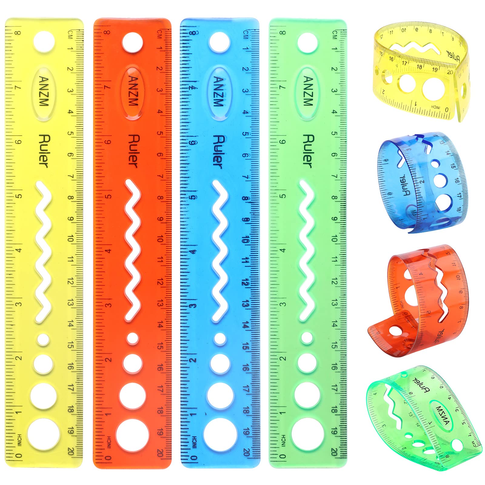 Buy 20CM/8inch Rulers Unbreakable Rainbow Dual Scale Bendable Flexible