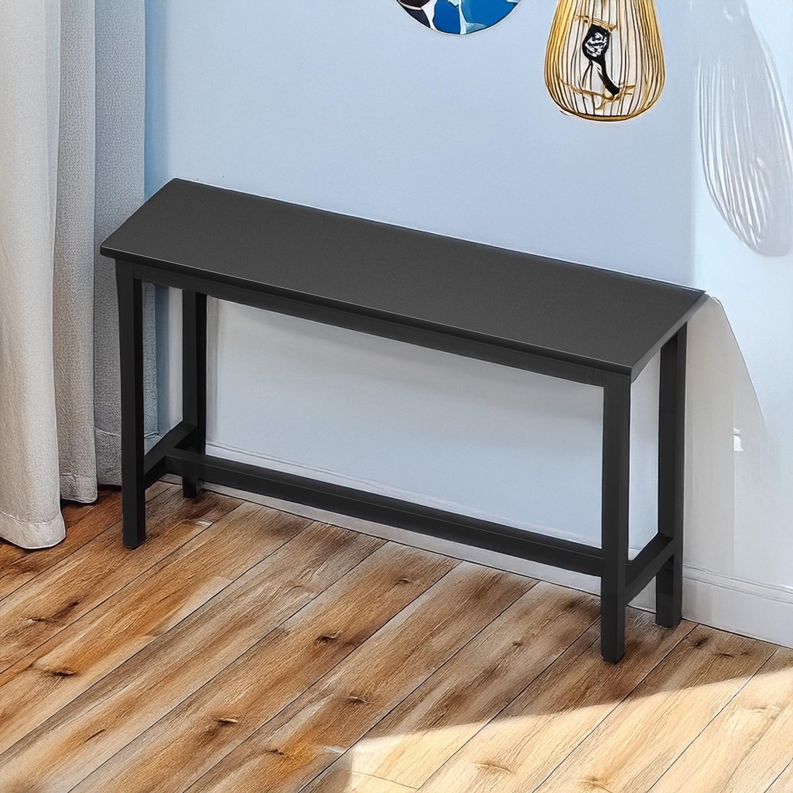Mesa de pub alta de madera de 63 pulgadas y patas de metal