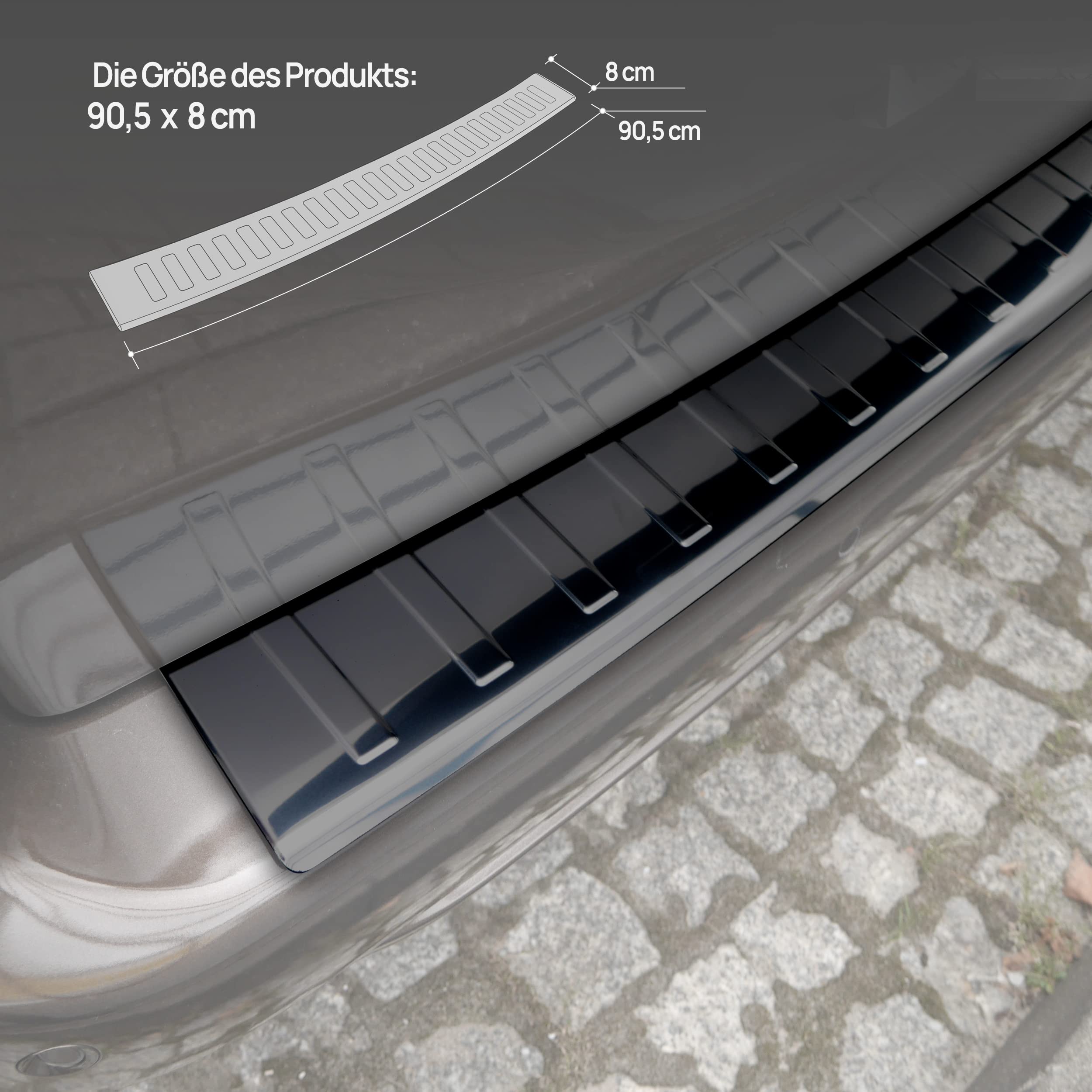 CHROMEMASTER | Ladekantenschutz Stoßstangenschutz | Kompatibel mit Peugeot Rifter 2019- ; Polierter Edelstahl, Dunkelchrom; Unsere Lackschutzleiste Sichert den Heckstoßfänger vor Kratzern