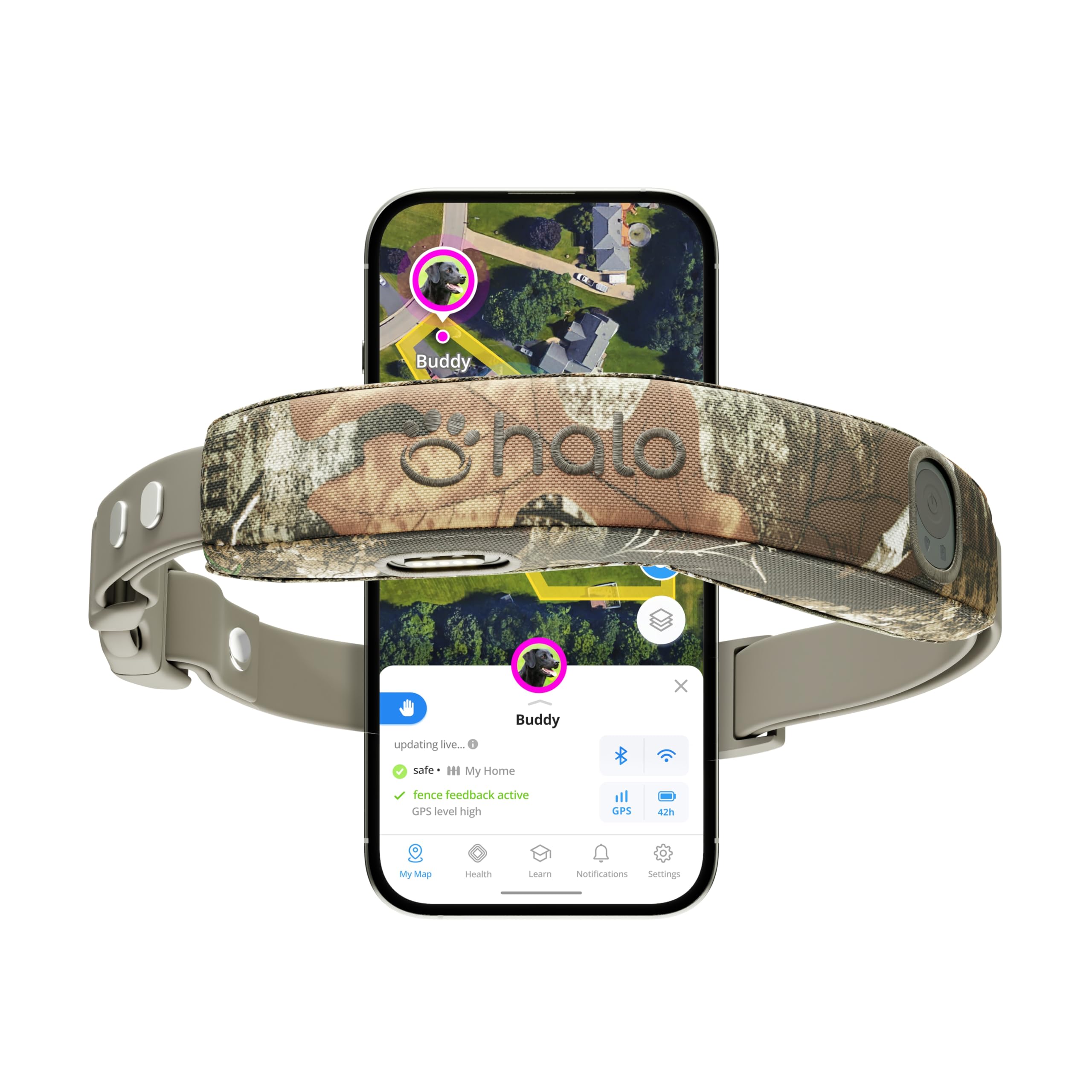 Halo Collar 5 Wireless Dog Fence & GPS Dog Collar, Keep Your Dog Safely Contained Outdoors with App-Controlled Boundaries and Real-Time Tracking, One Size, Realtree Camo