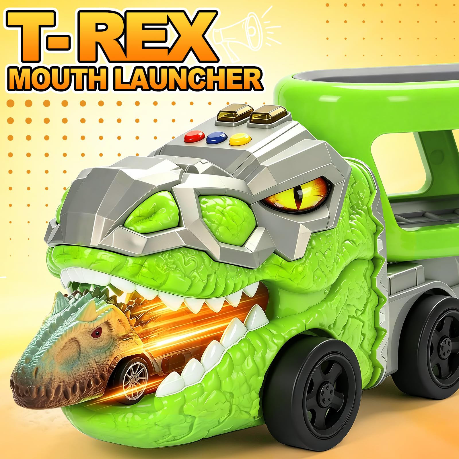 Dinosaur Truck Toys - Carrier & Pull-Back Cars -4