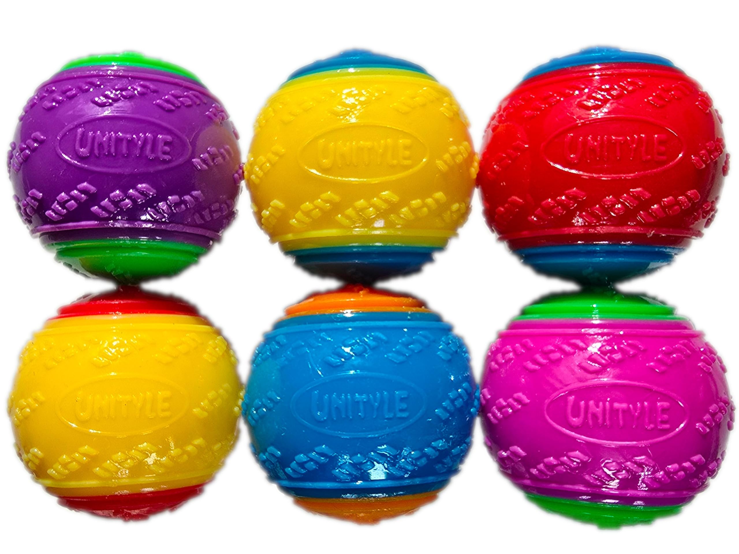 Unityle Limited Squeaky Dog Ball Dog Toys Teeth Cleaning Puppy Chew Toys Pet Training Ball Dogs Dental Interactive Dogs Balls Squeaker Pack of 6
