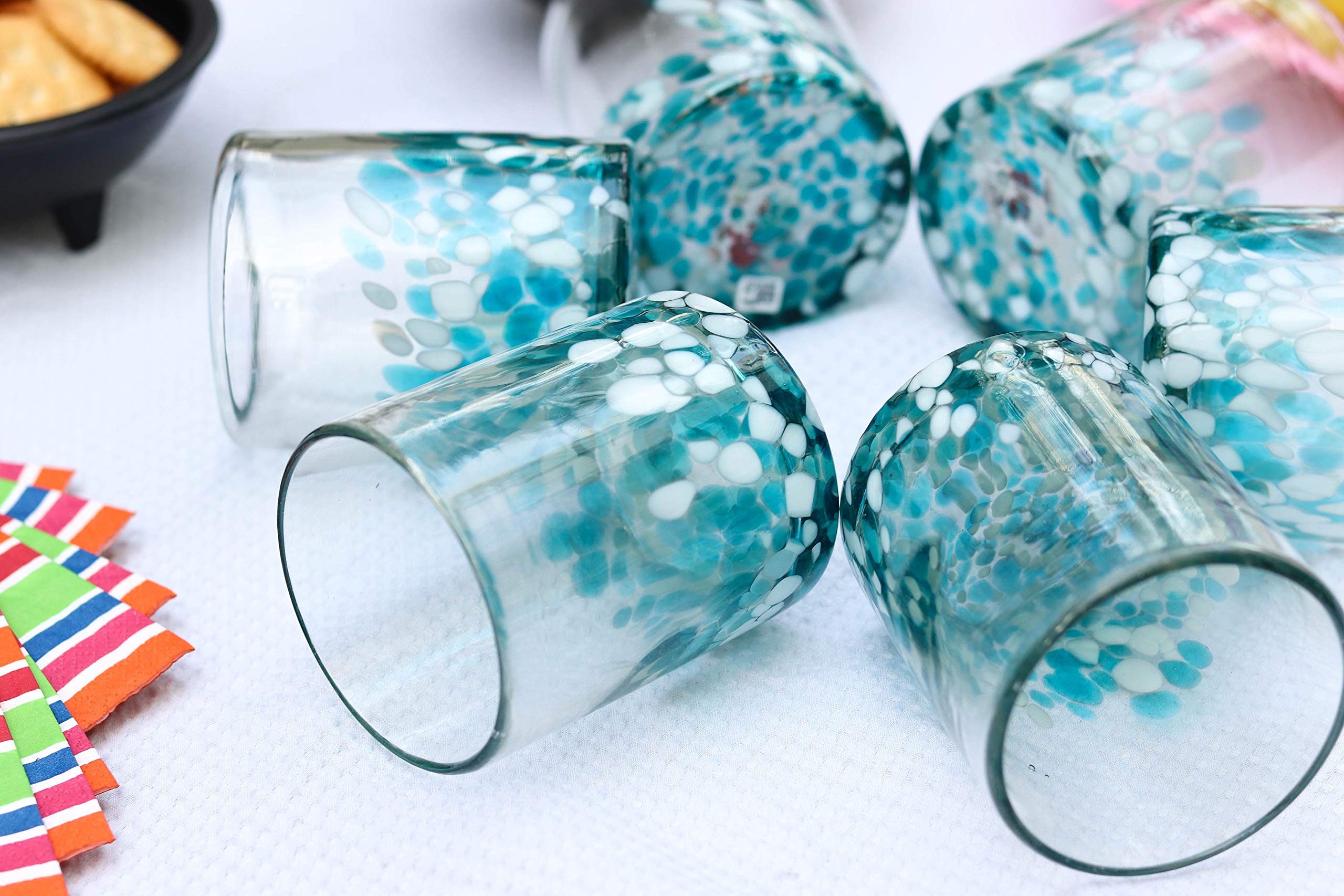 Amazon.com | Mexican Blown Glass Drinking Glasses Confetti  display picture 1