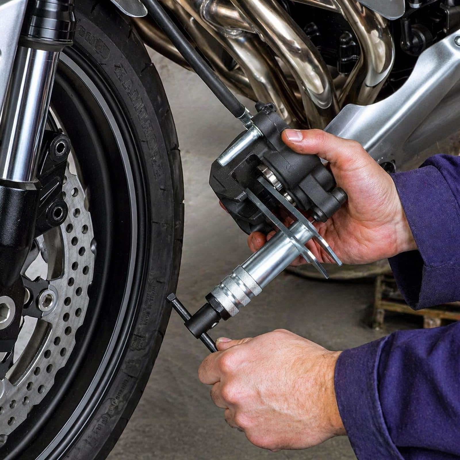Bremskolbenrücksteller, Profi Bremsenrücksteller Auto & Motorrad Bremsen Rücksteller für Verkantfreies Zurückstellen, Bremsenrücksteller mit Kugelgelagerter Spindel Großen Kleinen Backen