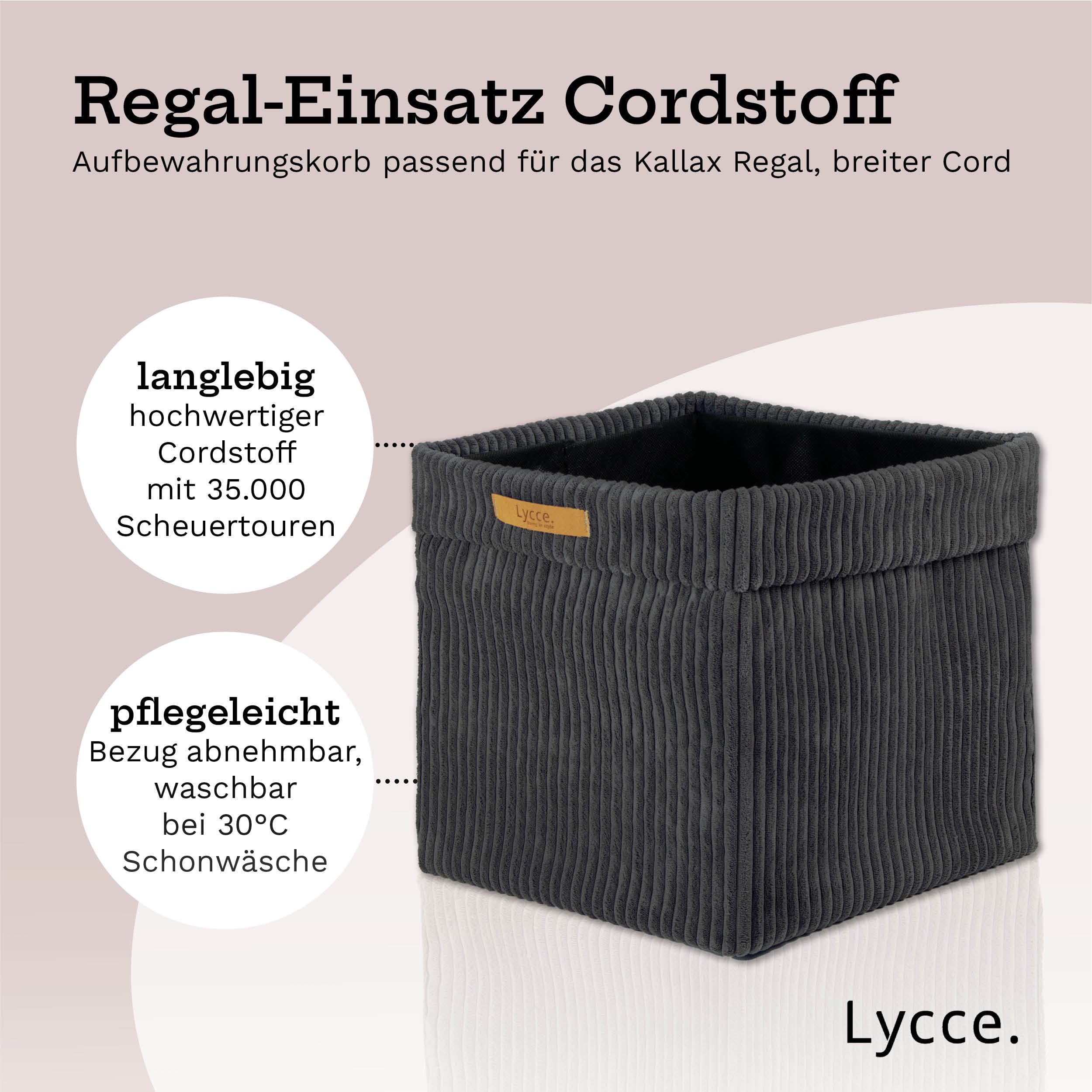 Lycce Kallax Box Cord 2er Set | Insert Kallax 33 x 33 x H31 cm | Scatola di archiviazione con rivestimento in corda rimovibile adatta per lo scaffale Kallax | Scatole di ordinamento pieghevoli in