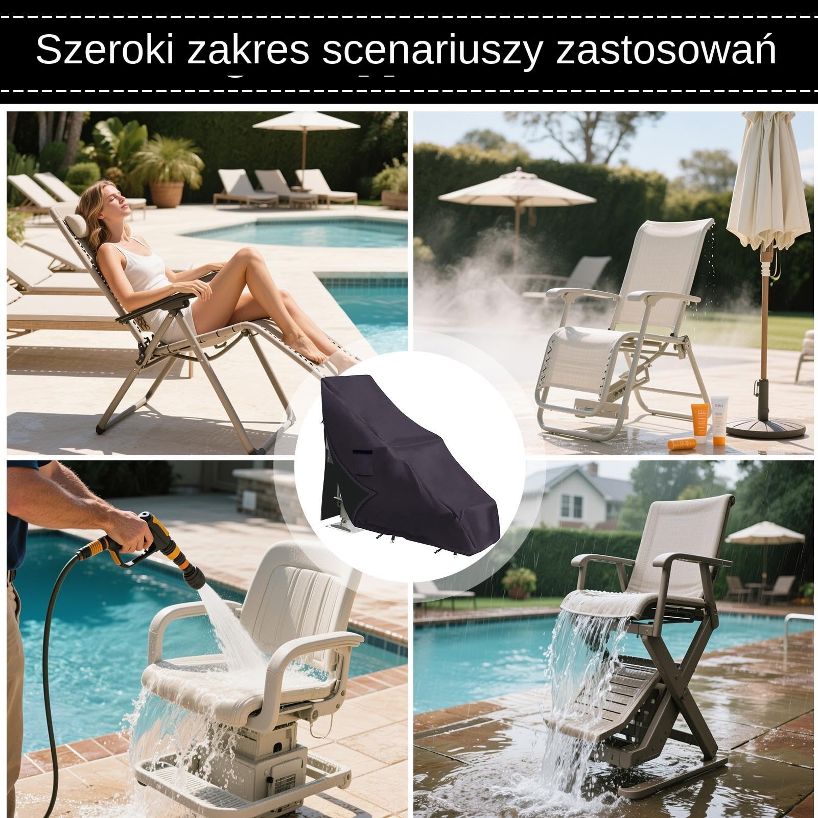 Osłona na Krzesło Podnośnikowe Basenowe Wodoodporne i Pyłoszczelne | Odporna Na UV Osłona Na Zimę Do Ogrodu Tarasu Basenu Na Zewnątrz