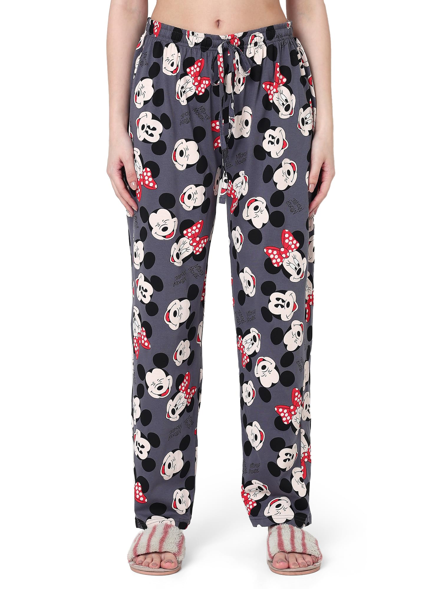 women's cotton grey color mickey mouse print lounge wear pajama.