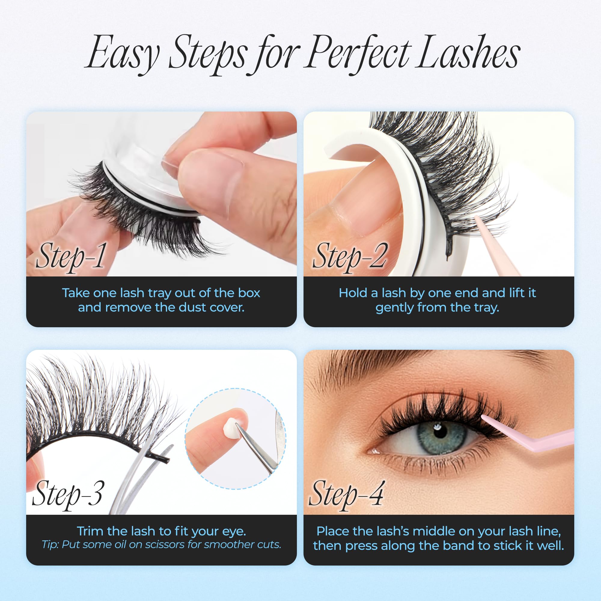 LASHVIEW Self Adhesive Eyelashes 5 Pairs Cat Eye Wispy Self-adhesive False Lashes Reusable Natural Look Press On Lashes No Glue Need Eyelashes with Replacement Adhesive Strips (CV122)
