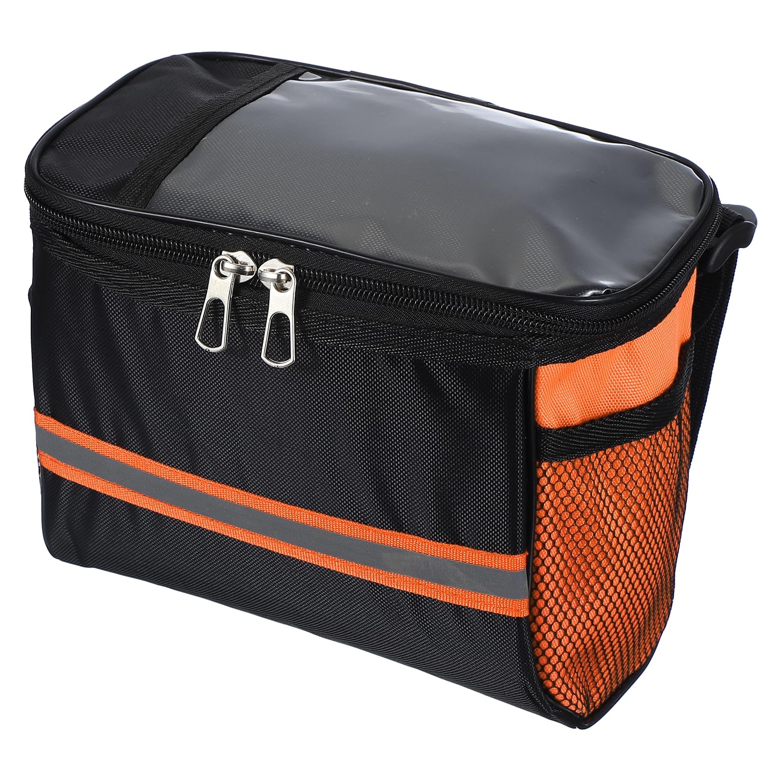 PATIKIL Bike Handlebar Bag, Bike Frame Bag Waterproof Bike Basket with Reflective Strip Bicycle Accessories for Men Women Outdoor Cycling Mountain Road Bikes, Orange — image 1