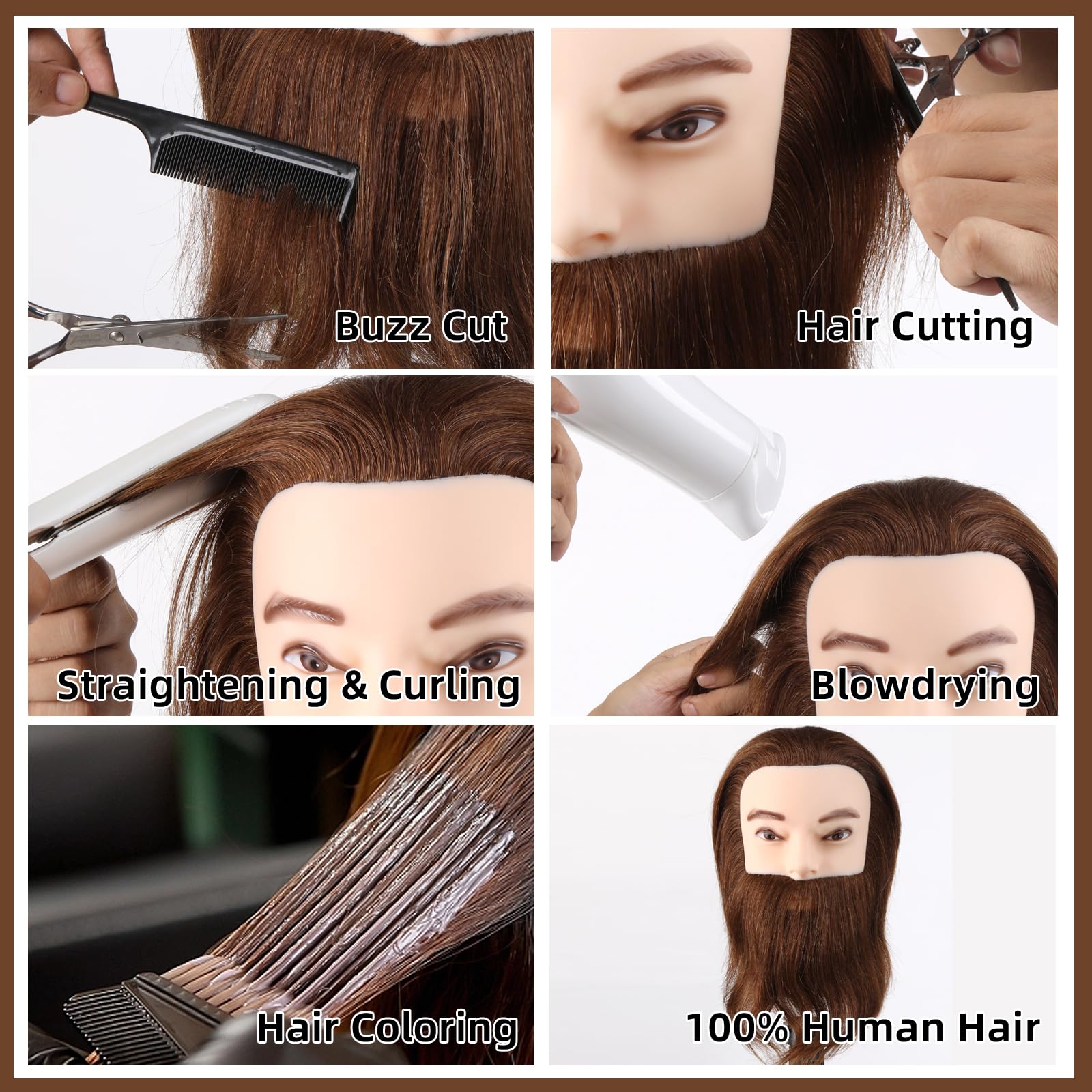 Barber Mannequin Head Male with 100% Human Hair - Image 4