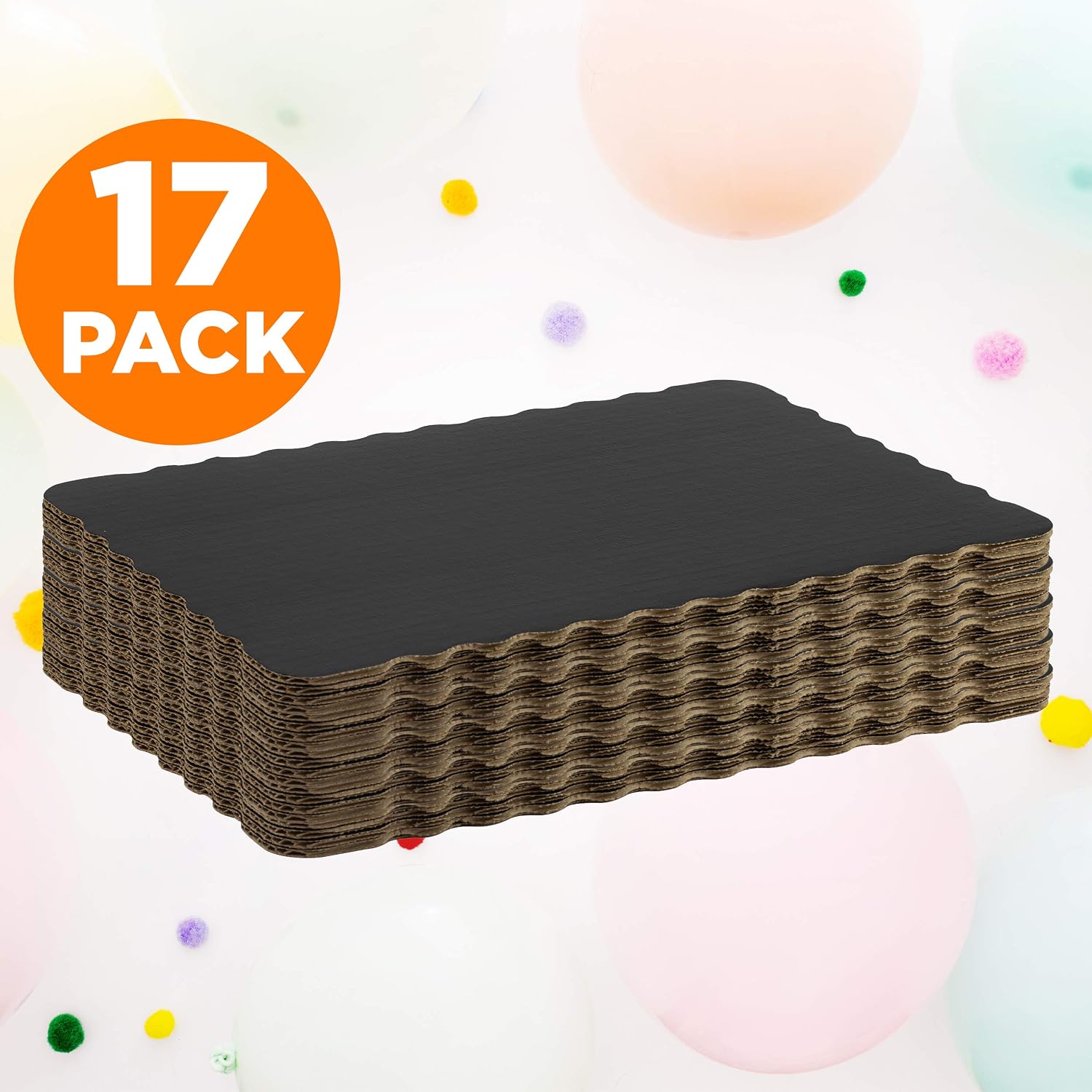 [17 Pack] 14x10 Rectangular Cake Stand Black Cardboard Cake Boards Quarter Sheet Disposable Cake Base, Desserts and Pastries Food Bottoms Grease Proof and Moisture Resistant