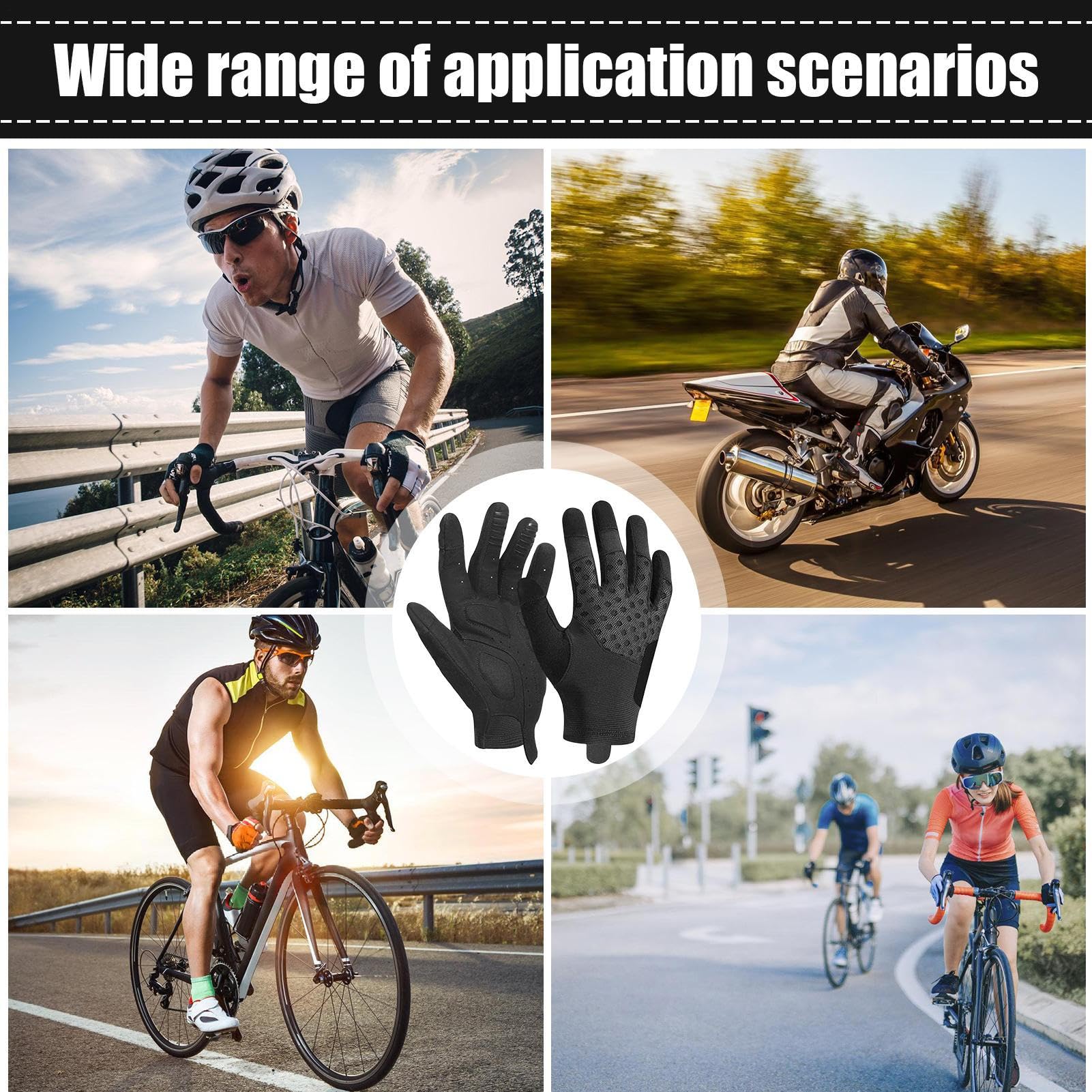 Gants de vélo rembourrés pour écran tactile, gants de vélo réfléchissants et respirants pour homme, pour l'hiver, le vélo de route, la course, la conduite, la randonnée en plein air
