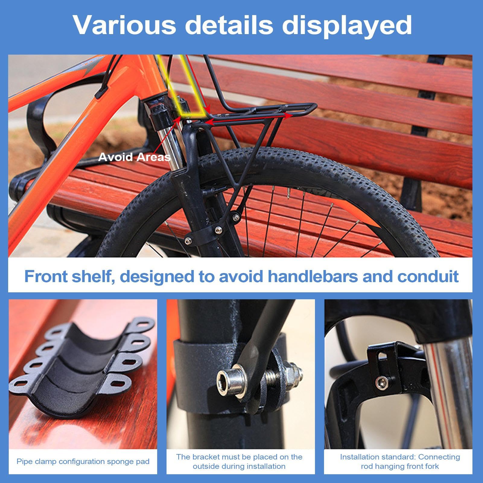 Bike Cestino Posteriore - Cesto Bici Anteriore Pieghevole | Cesto Cargo A Rack In Bicicletta | Basket Davanti In Bici Da Viaggio | Easy Assembly Precise Sturdy Bike Storage | Per Lo Shopping