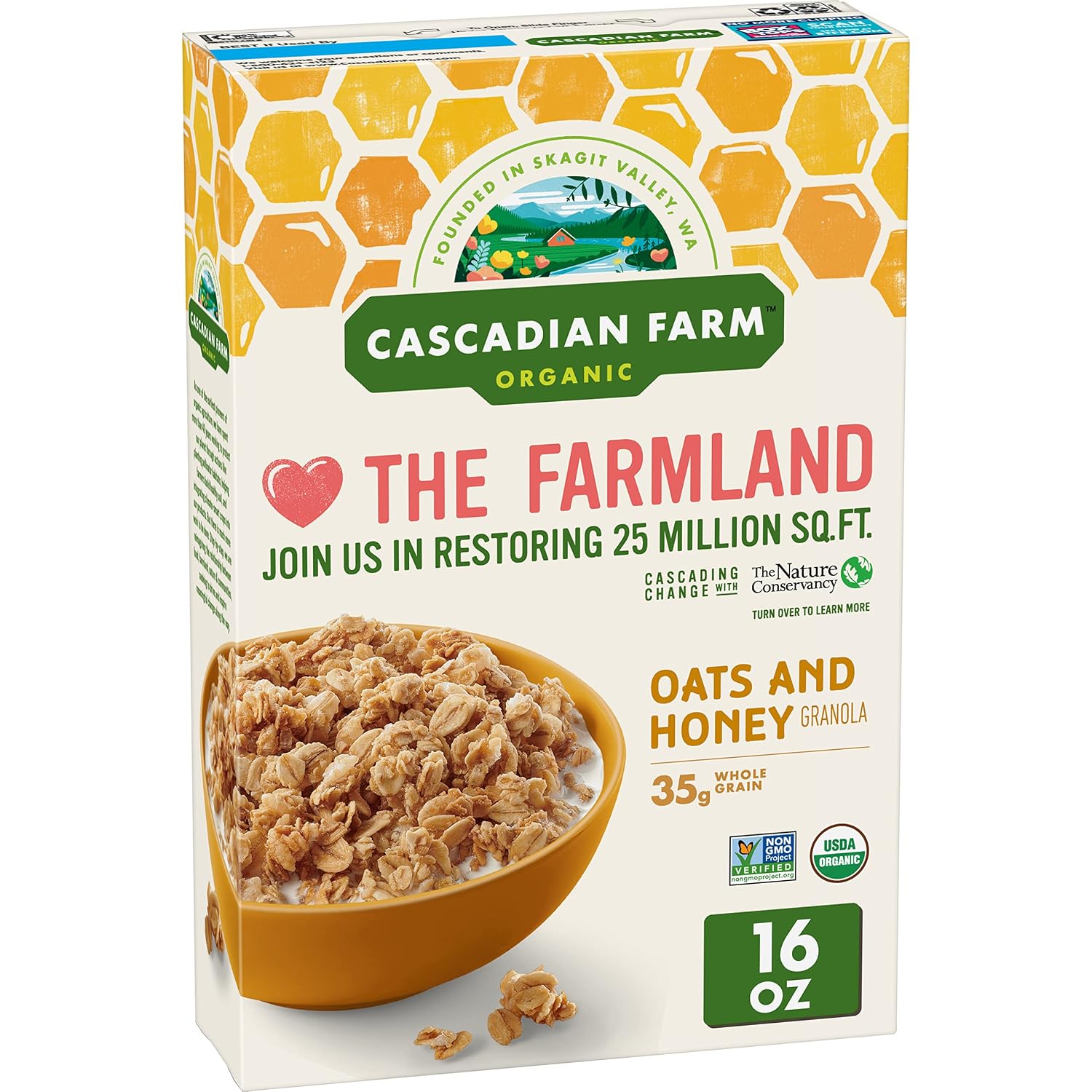 Cascadian Farm Organic Granola, Oats and Honey Cereal, 16 oz