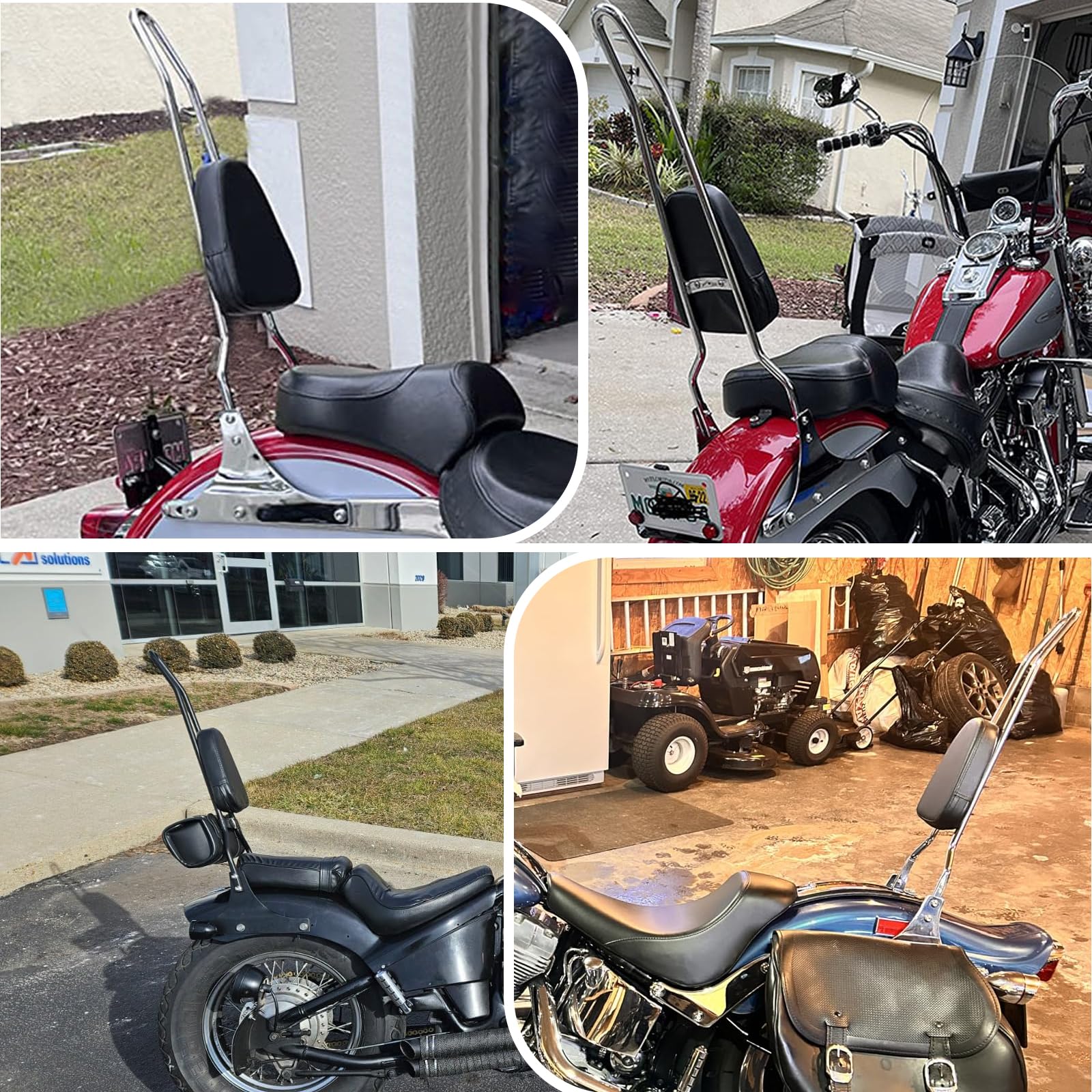 WOOGA Portapacchi posteriore per moto schienale alto per passeggero rimovibile sissy bar per Har&ley-Davidson Dyna Softail FXST FXDF Fat bob Street bob Softail Custom Iron 883X Deluxe FLSTN (Cromo)