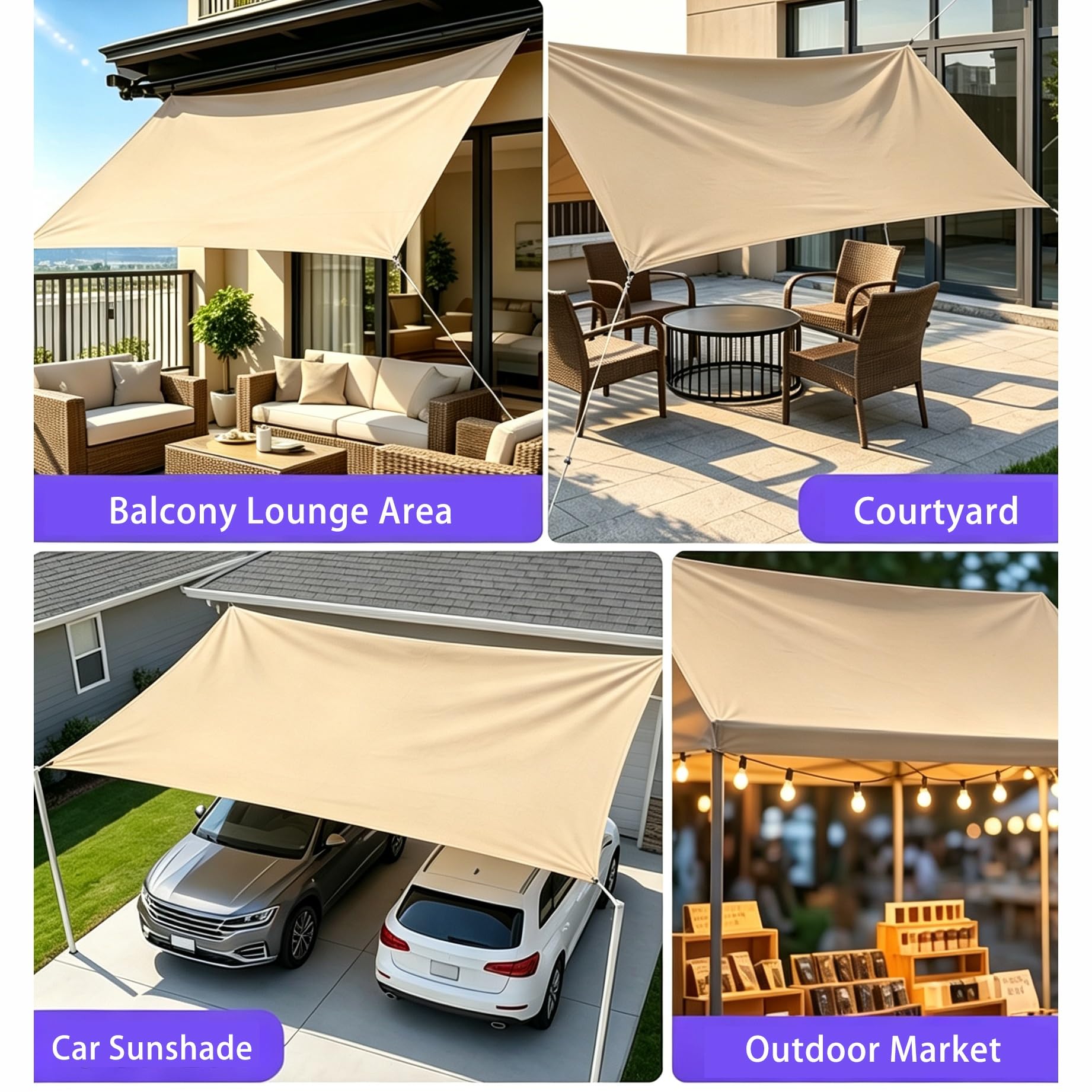 Vela Parasole Impermeabile Tendalino Rettangolare Carichi Pesanti Con Corda | Tettoia ombreggiante da esterno resistente ai raggi UV a 3 strati per patio, cortile, giardino(Green,2x6m/6.6x19.7 ft)