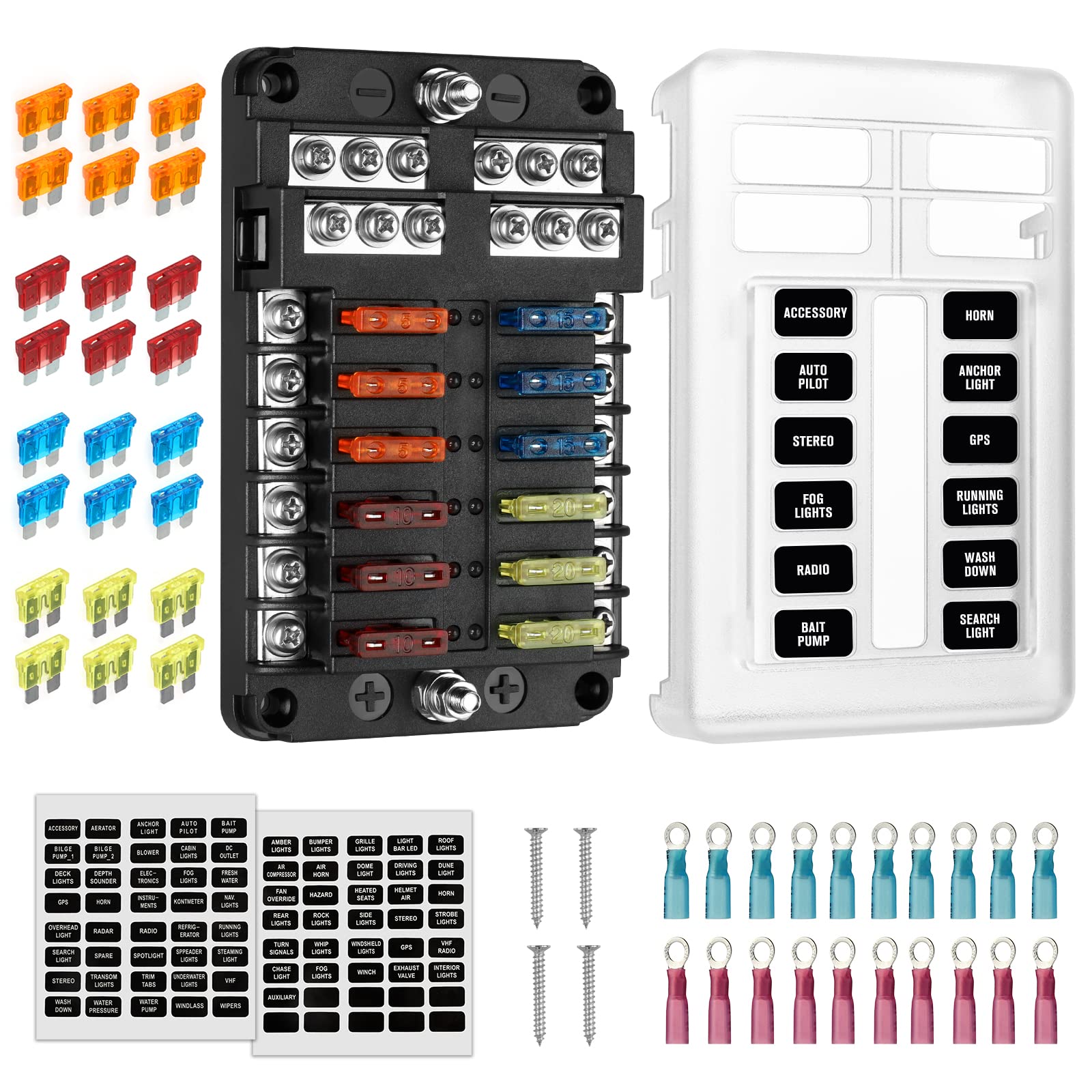 Buy EEEKit 12V Fuse Box with Terminals, 12 Way Circuits Fuse Box Holder