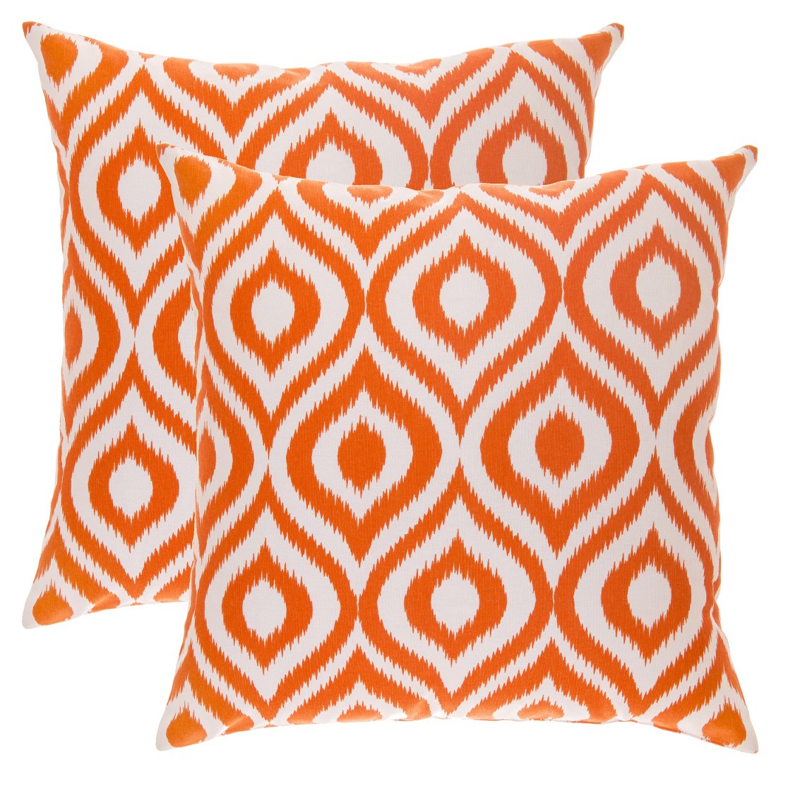 Treewool Orange (2 Pack Ogee Ikat Accent Cotton Canvas Cushion Covers (45 X 45 Cm, & White)