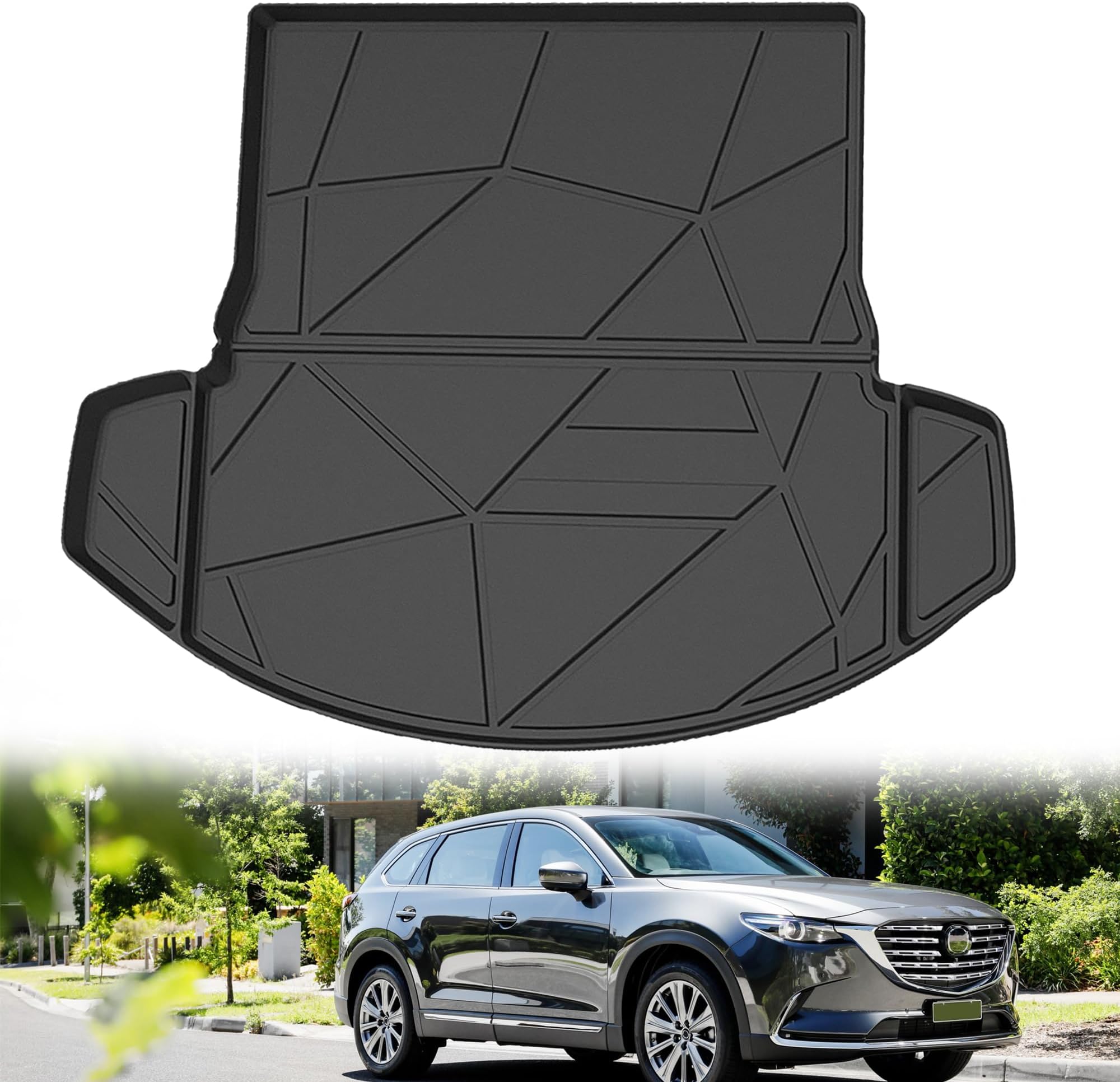 Cargo Liner Custom Fit for 2016-2023 CX-9: All Weather Rear Trunk Cargo Mat - Cargo Cover Mat Trunk Tray Floor Protector Waterproof Rubber Mat 2023 CX9 Accessories
