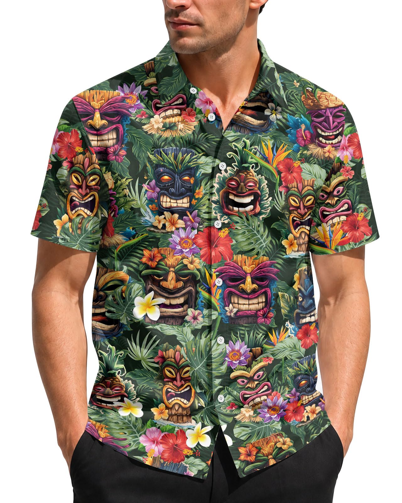 99TIMORO Horror Movie Men's Halloween Button Down Shirts Short Sleeve Top