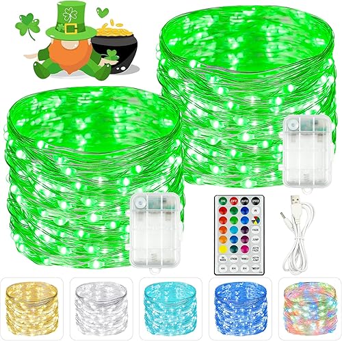 Serie de luces LED RGB parpadeantes que cambian de color, funciona con pilas, para decoración de interiores y exteriores, con temporizador y control