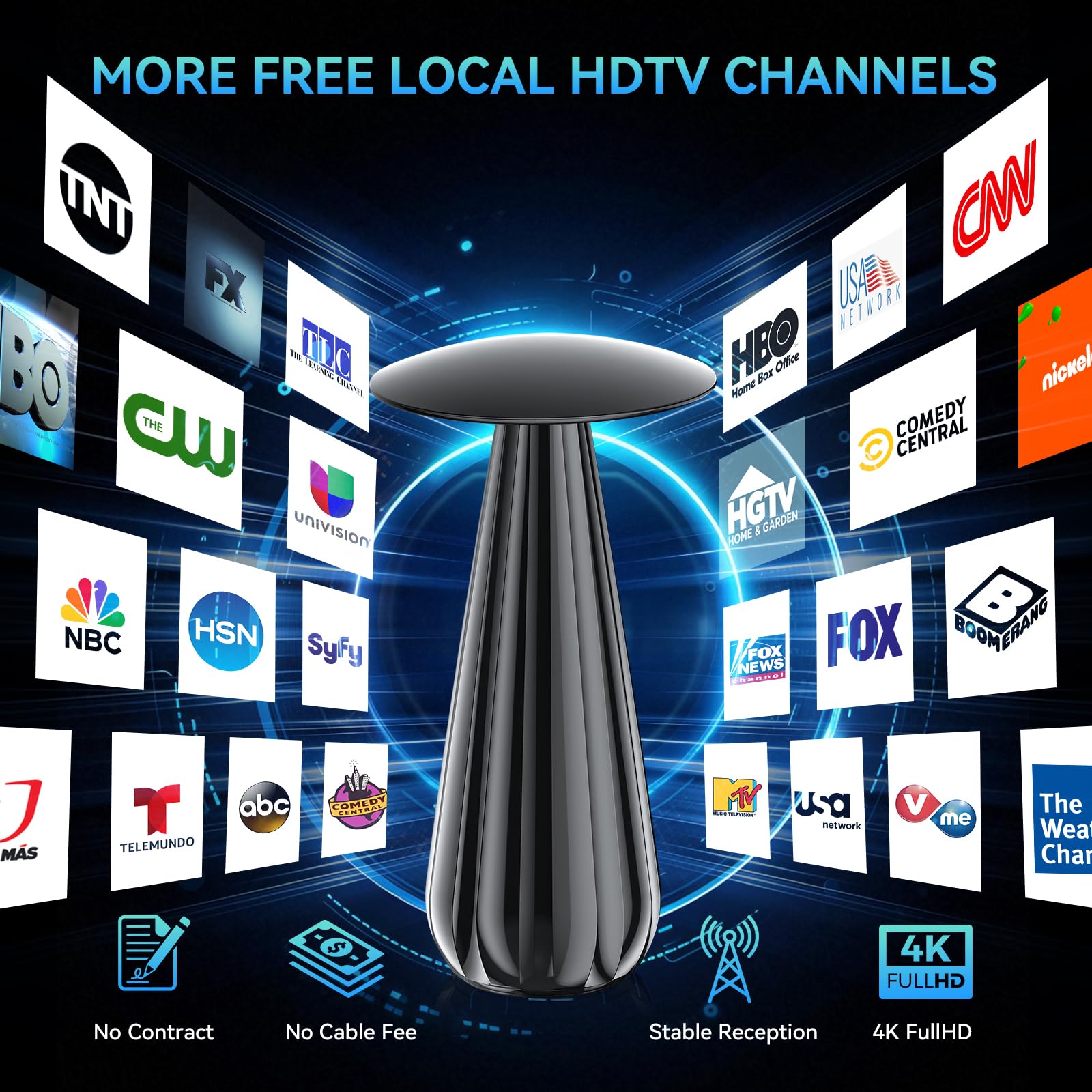 Range Antenna TV 5000+ miglia, antenna digitale per Smart TV, amplificatore di segnale, supporta 4k 8k - cavo coassiale