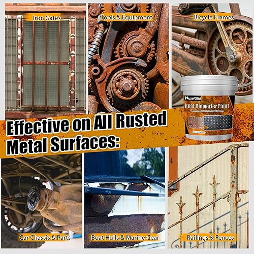 Miniatura 7 de Convertidor de óxido 2 en 1 e imprimación de metal, pintura inhibidora de óxido negra de 101.5 onzas para metal, reformador de óxido a base de agua