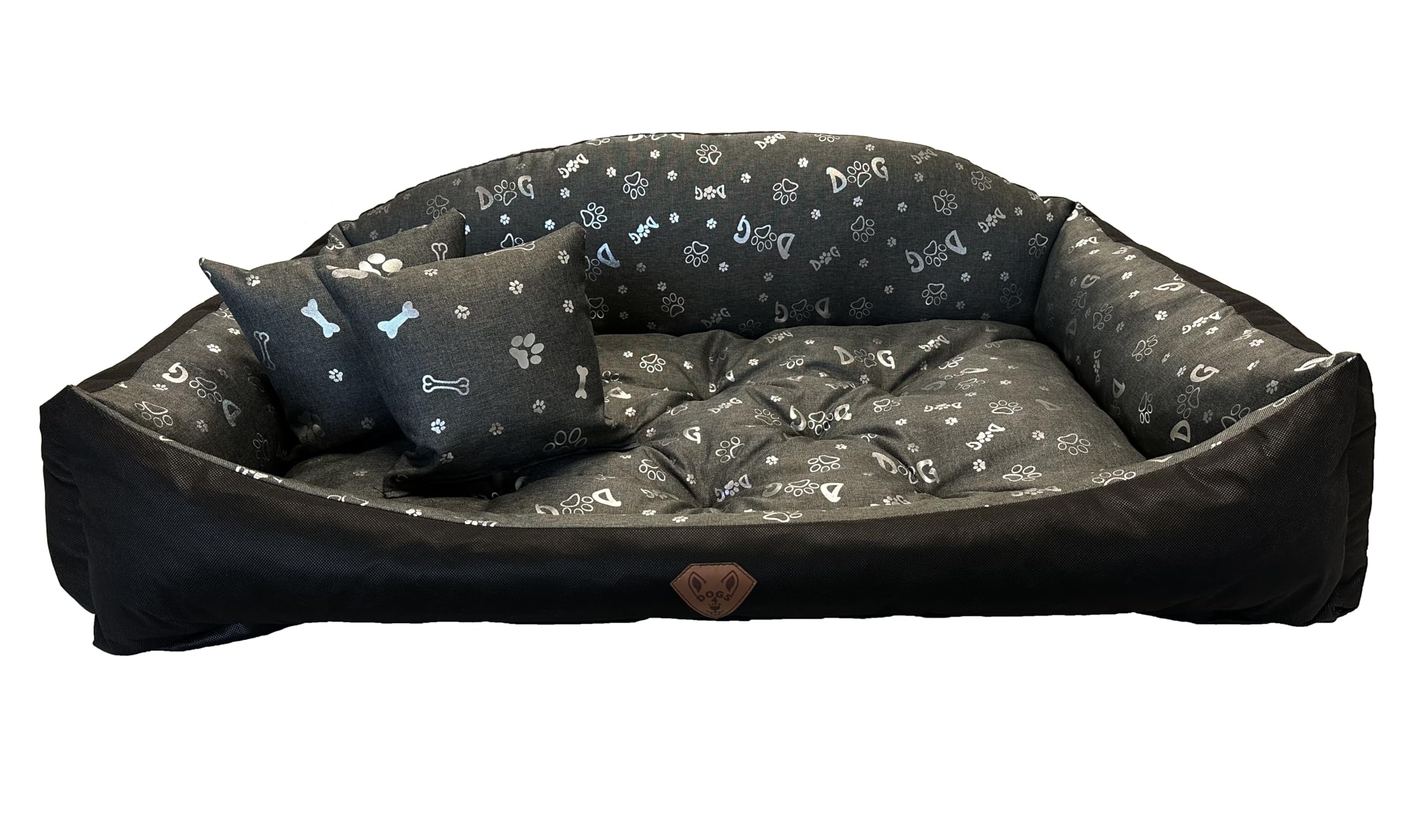 Dogs4Life Cama ortopédica lavable para perros, sofá para perros, cesta para perros pequeños, medianos y grandes (S, gris ceniza con plata. Pft.)