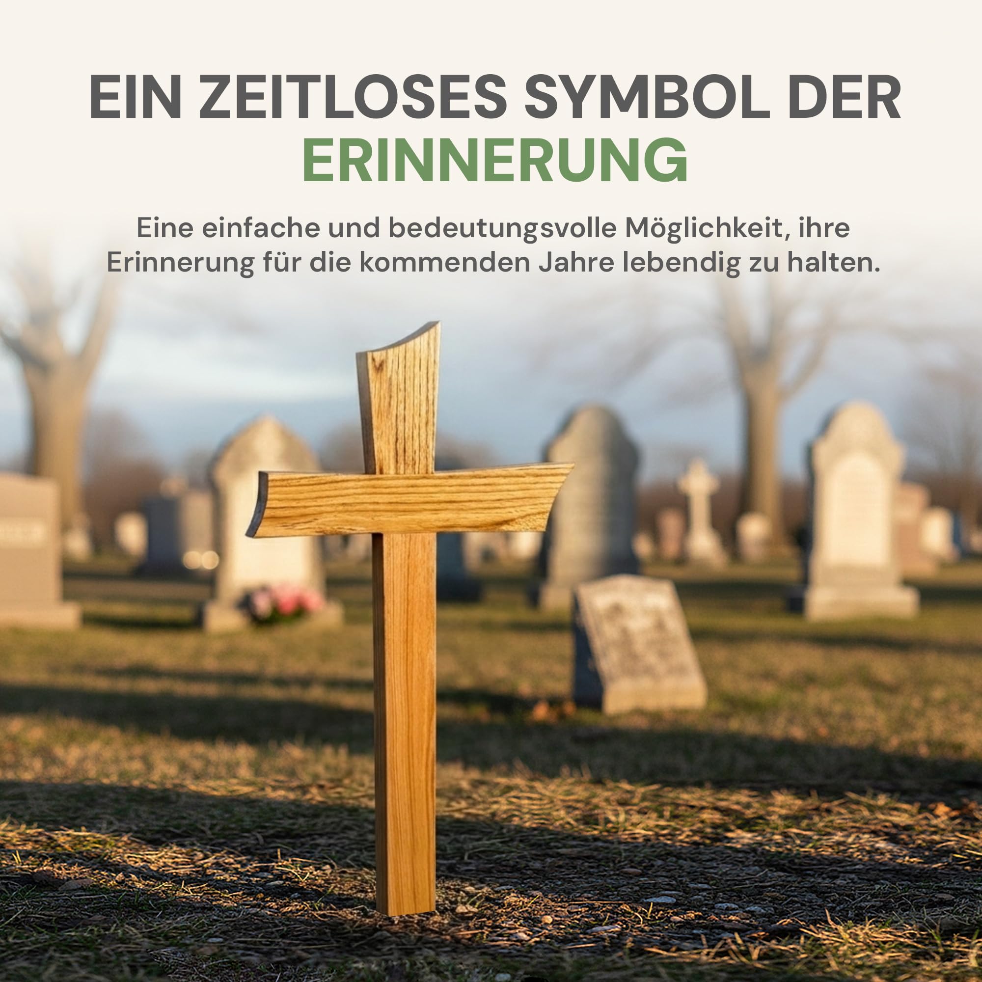 Urnenkreuz Premium 100 cm groß aus Holz mit personalisierter Beschriftung für Urnengrab – handgefertigt in Deutschland – hochwertiges Holzkreuz für Grab, Urne und Gedenkstätte – wetterfest