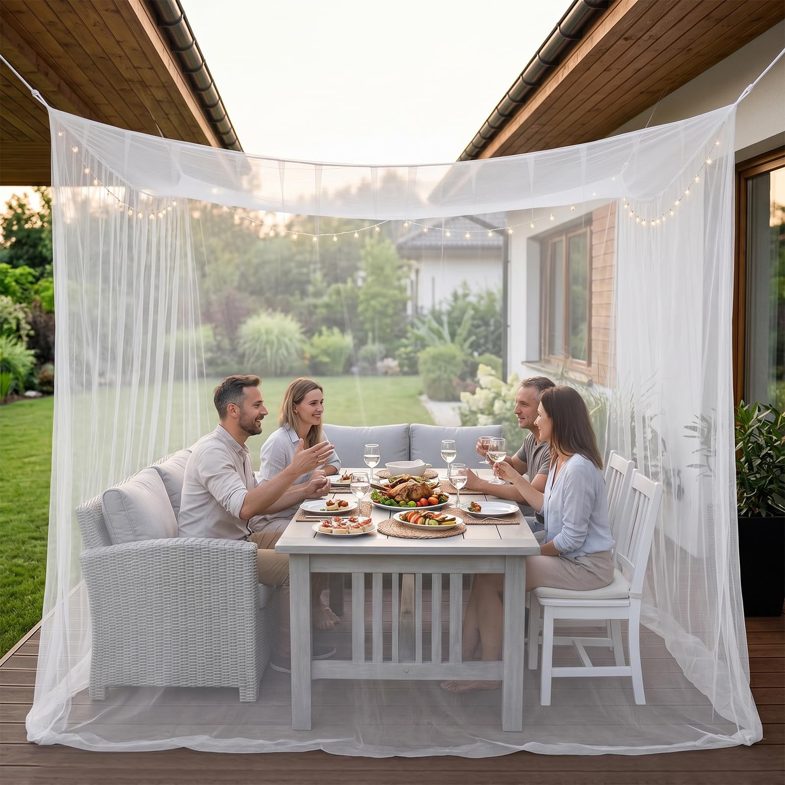 Mosquitera de 300 x 300 x 250 cm, protección contra insectos para exteriores, para cenador, jardín, terraza, cama de camping, malla fina de 220 cm, con 1 puerta, mosquitera para exteriores, viajes