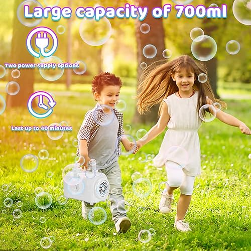 Miniatura 3 de Máquina de burbujas duradera y automática soplador de burbujas, más de 8000 burbujas para niños y niñas, juguetes de burbujas para fiestas en