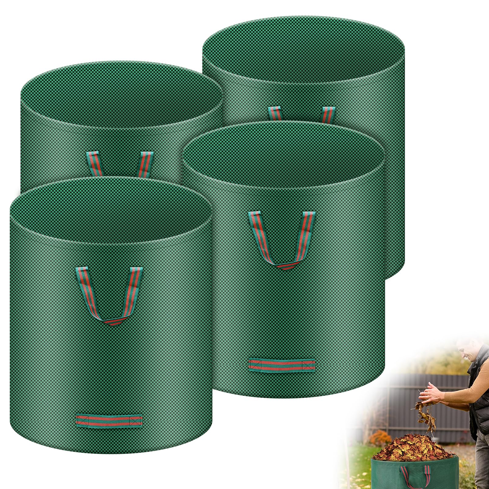 4X Bolsas de Basura de Jardín, 272 L Sacos de Jardín con Asas, Plegable Bolsas de Jardín, Repelentes al Agua, Sacos de Jardín Reutilizables y Estables