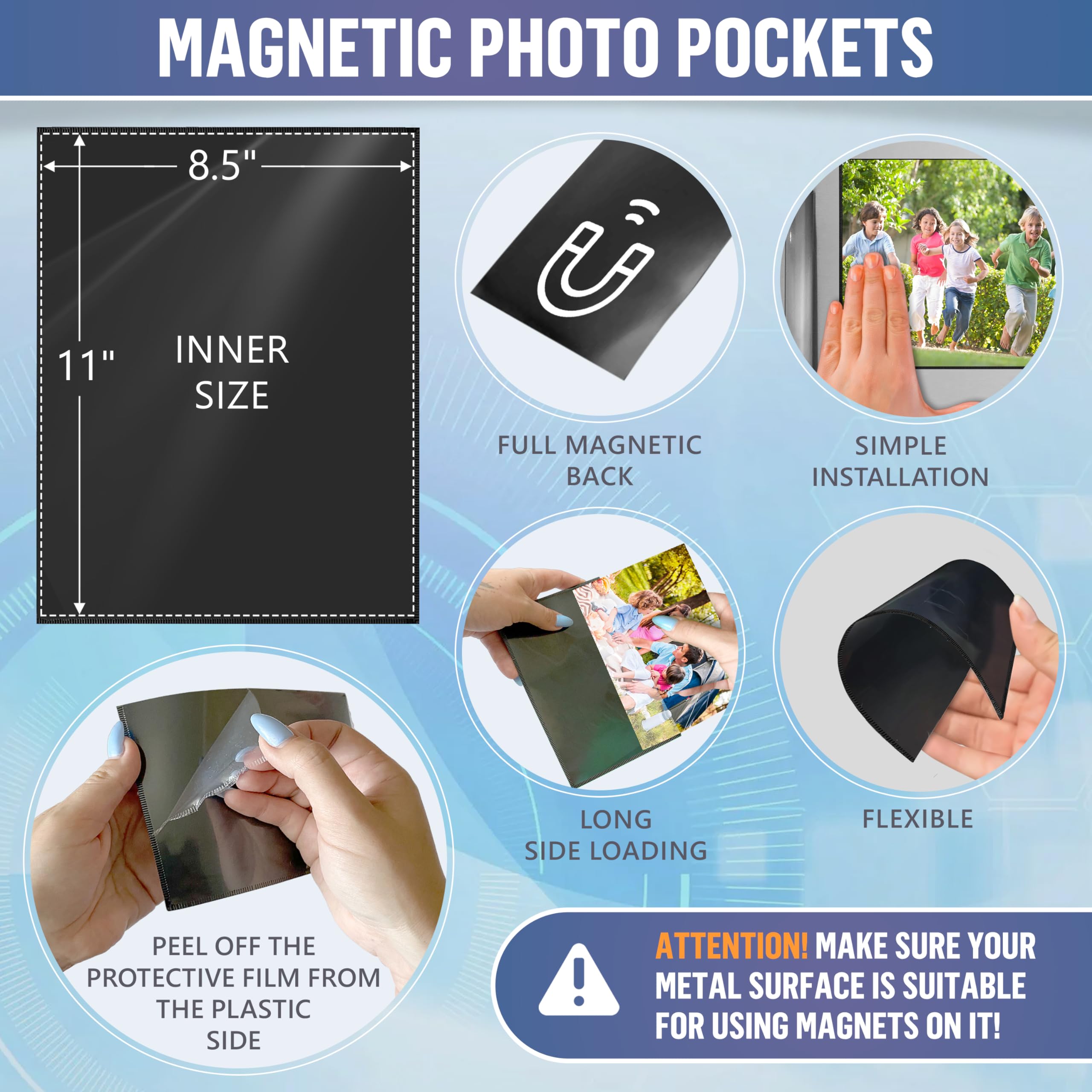 10 Pack Magnetic Picture Frames for Refrigerator - 8.5 x 11 in Magnet Picture Frames for Fridge - Magnetic Photo Sleeves - Locker Magnet Frame - 8.5x11 Magnetic Photo Pockets - Magnetic Picture Holder