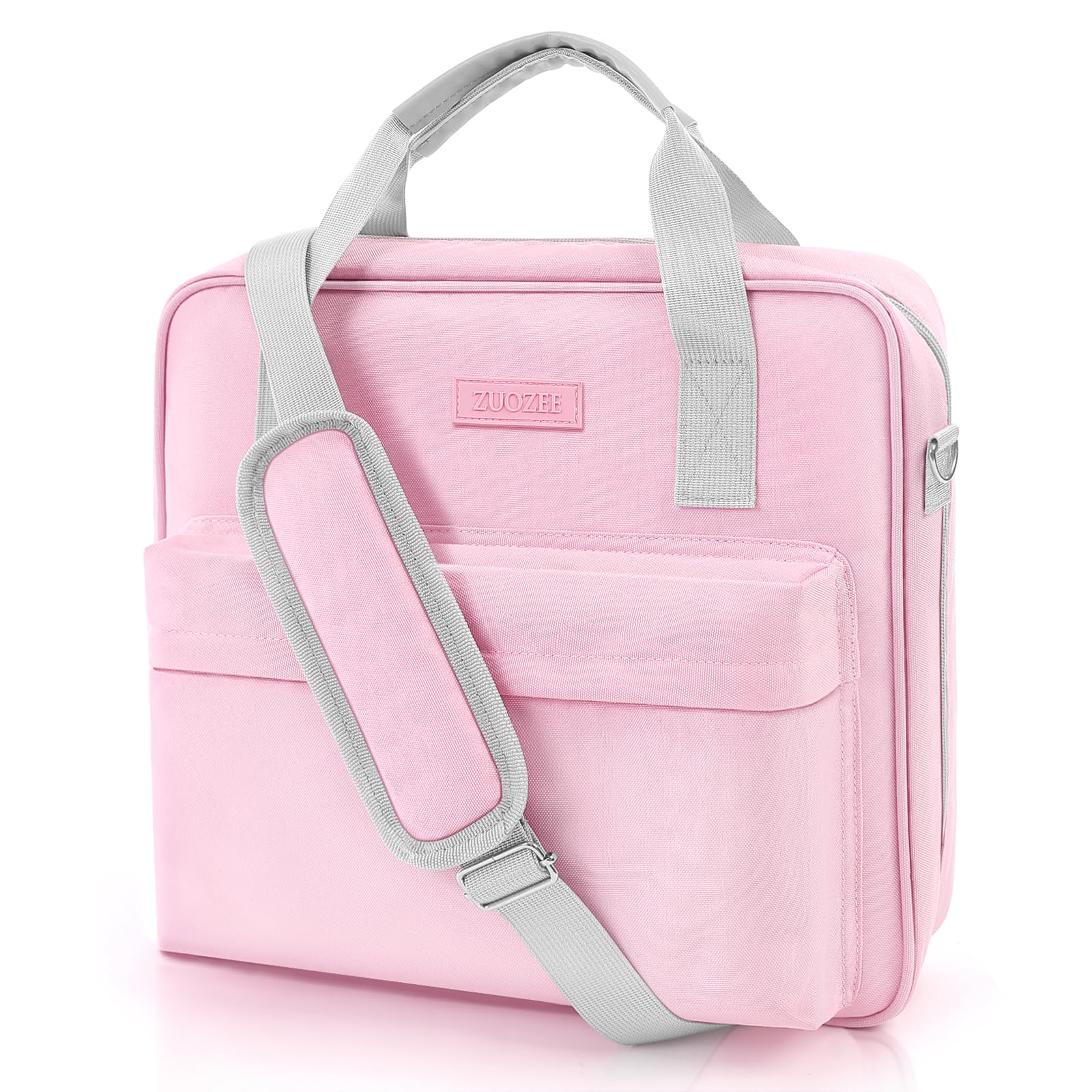 Zipper Binder 3 Ring with Shoulder Strap and Handle, Pink 2 Inch 3 Ring Binder with Zipper, Extra Pockets Holds 500 Sheets, Waterproof Trapper Keeper for Middle School & Work Organizer