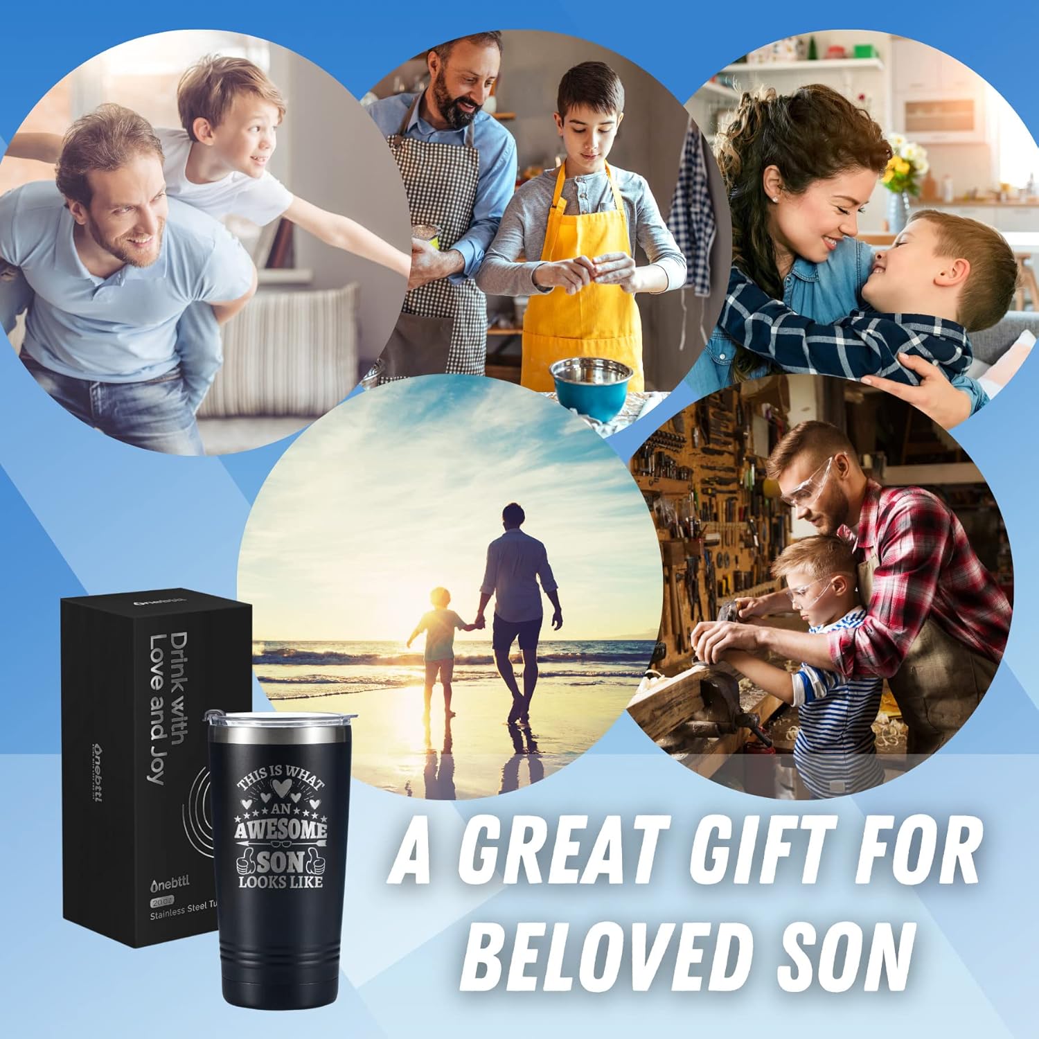 Onebttl Son Gifts Travel Coffee Mug Tumbler, from Mom Dad, Parent, Father, Mother for Birthday, Graduation, Adulthood, Christmas, Stainless Steel Insulated 20oz/590ml - Awesome Son - Image 3