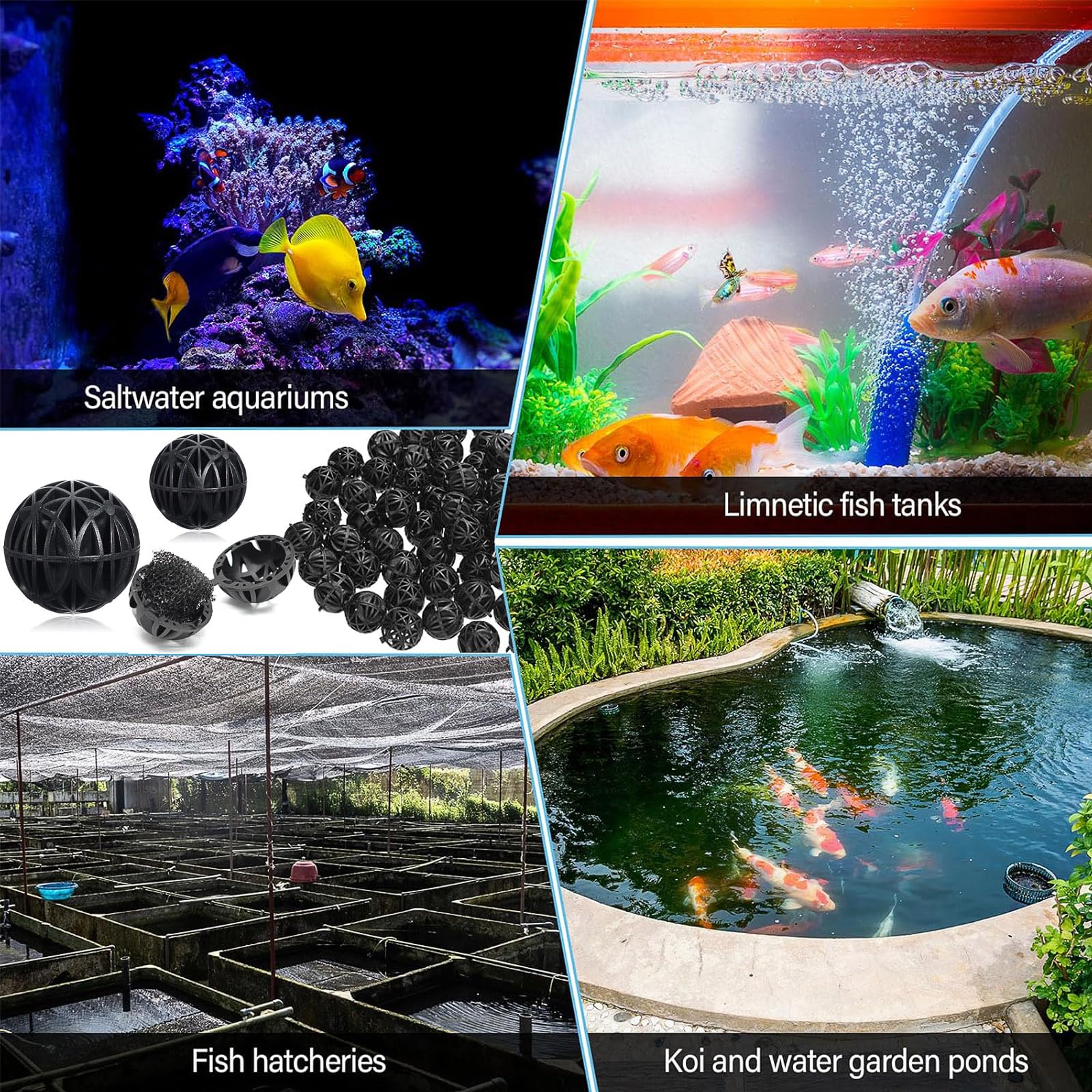 Palline Filtranti Biologiche 100 Pezzi 16 mm Bioballs per Pulizia Acquario Bio Filtro Poroso