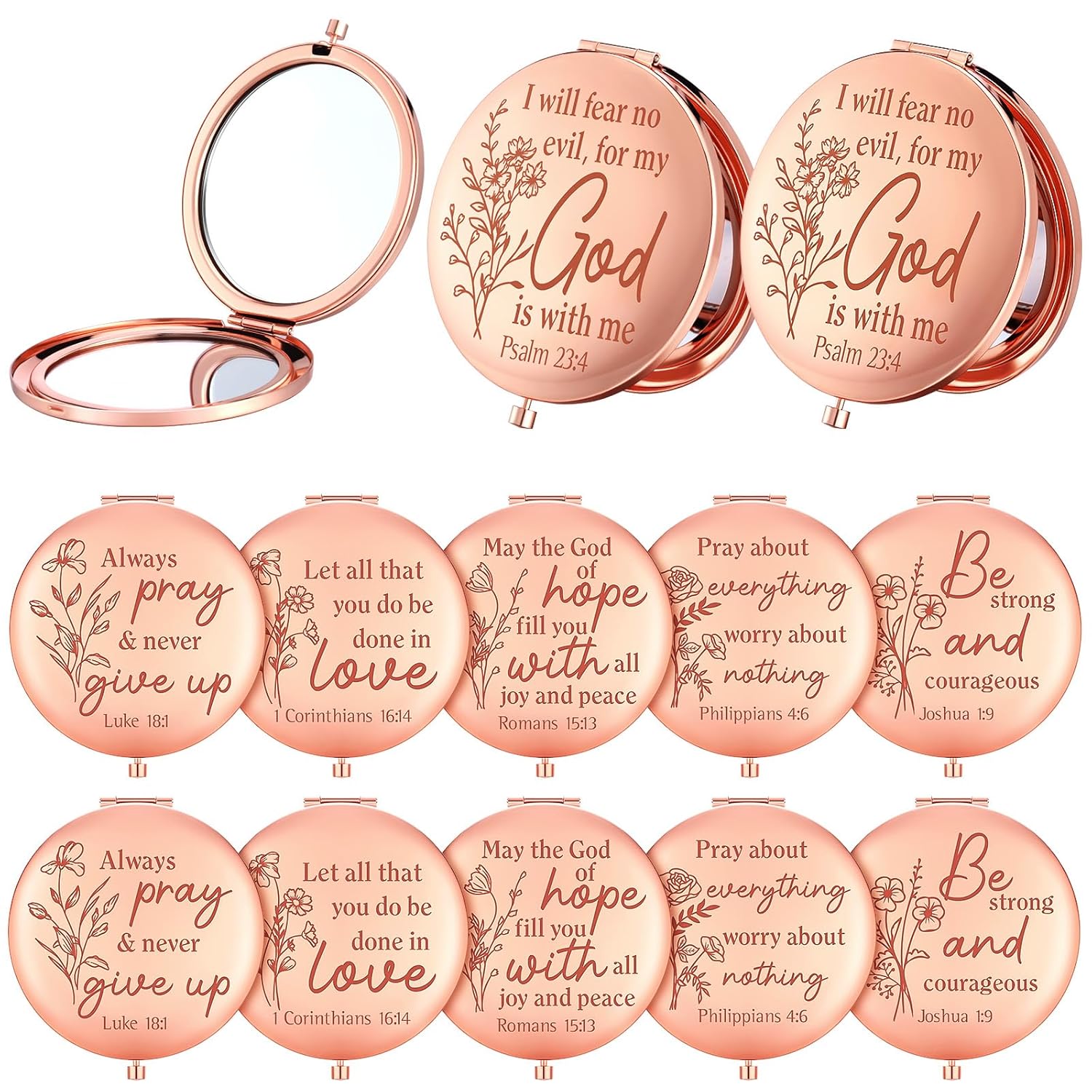 GlikCeil 12 Pcs Christian Gifts Mirror for Women Bulk Easter Bible Verse Makeup Compact Pocket Mirror Inspirational Christian Party Religious Gift for Coworker Teacher Employee Travel Church Scripture