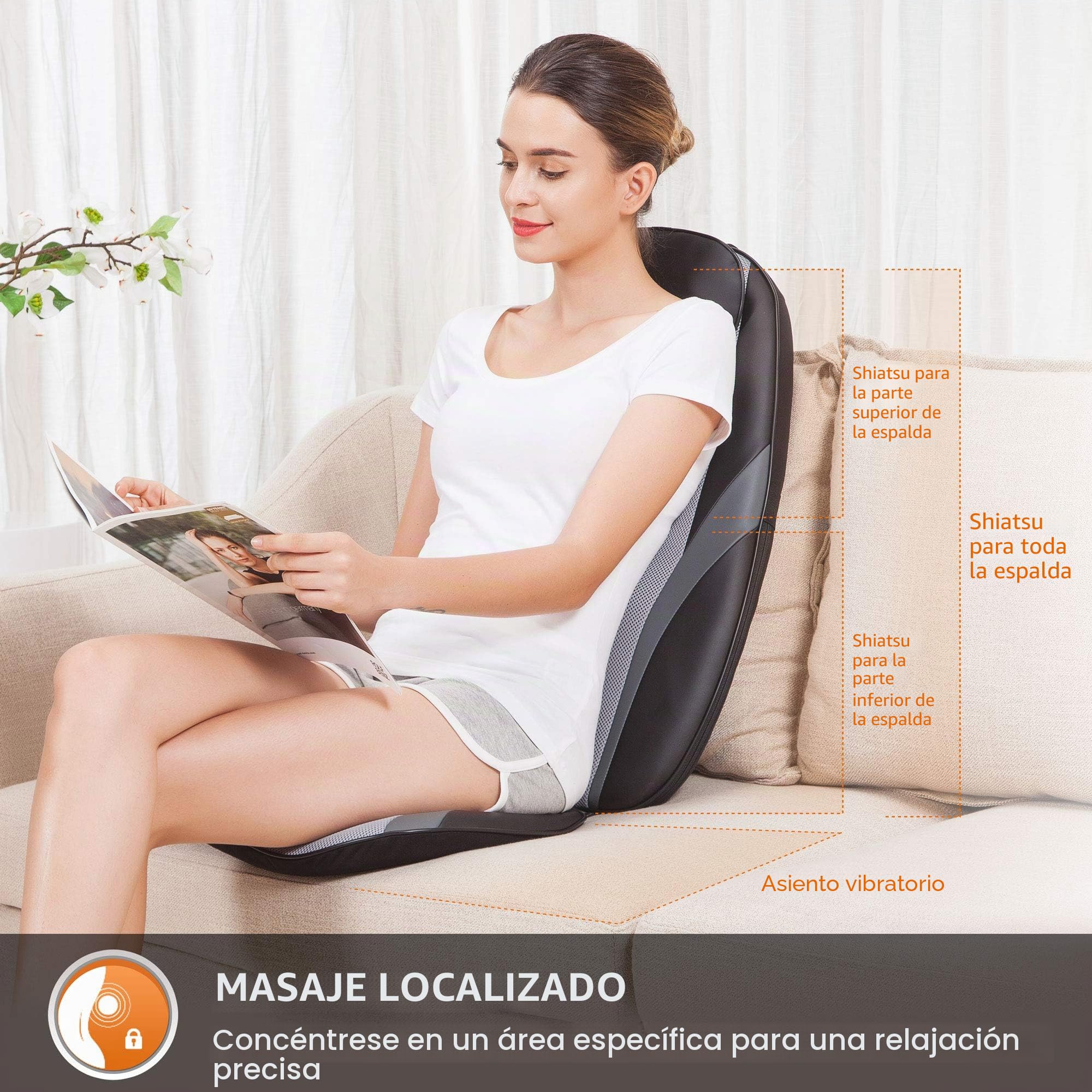 Snailax Masajeador Shiatsu con Calefacción - Nudo de Masaje de Gel, cojín de Masaje amasador Profundo para el hogar Silla de Oficina…