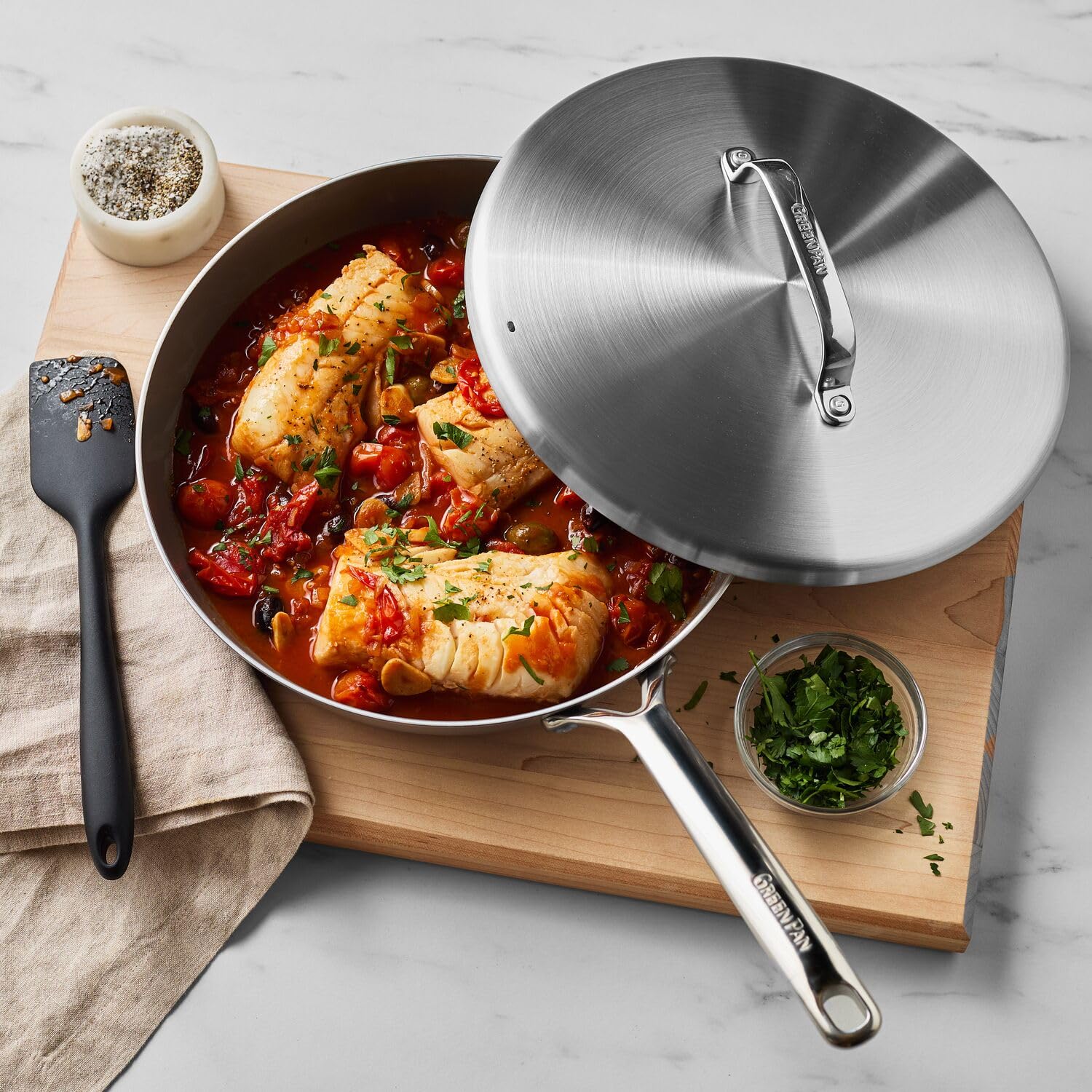 Amazon | GreenPan GP5 ステンレススチール 5層 ヘルシーセラミック