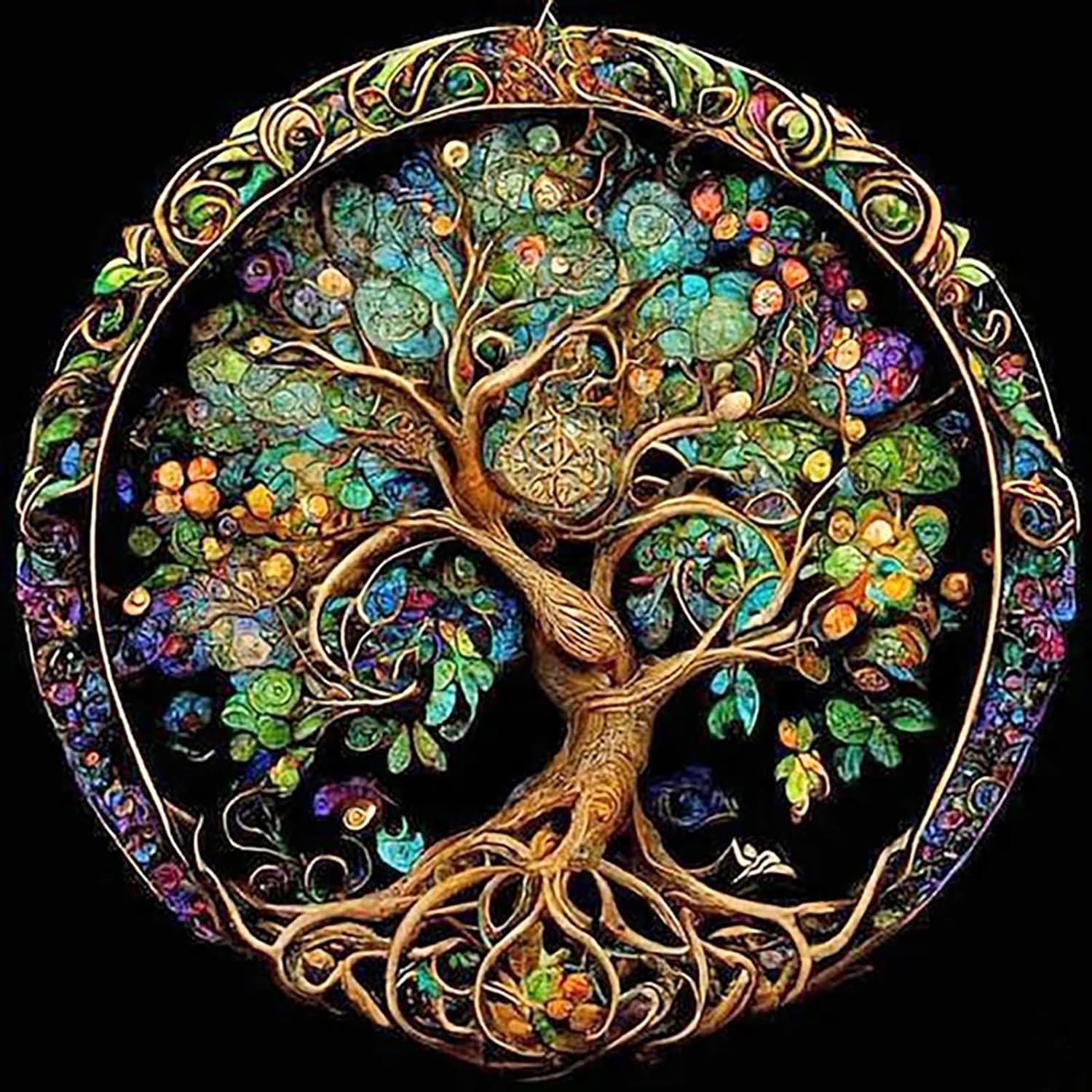 TREXEE DIY 5D Diamond Painting Kits for Adults & kids , Tree of Life Diamond Art Kits for Beginners, Diamond Paint By Numbers Kit DIY Full Drill Paint with Round Diamond Dots, Home Wall Decor (12X12 INCH)(No Frame)-image-38
