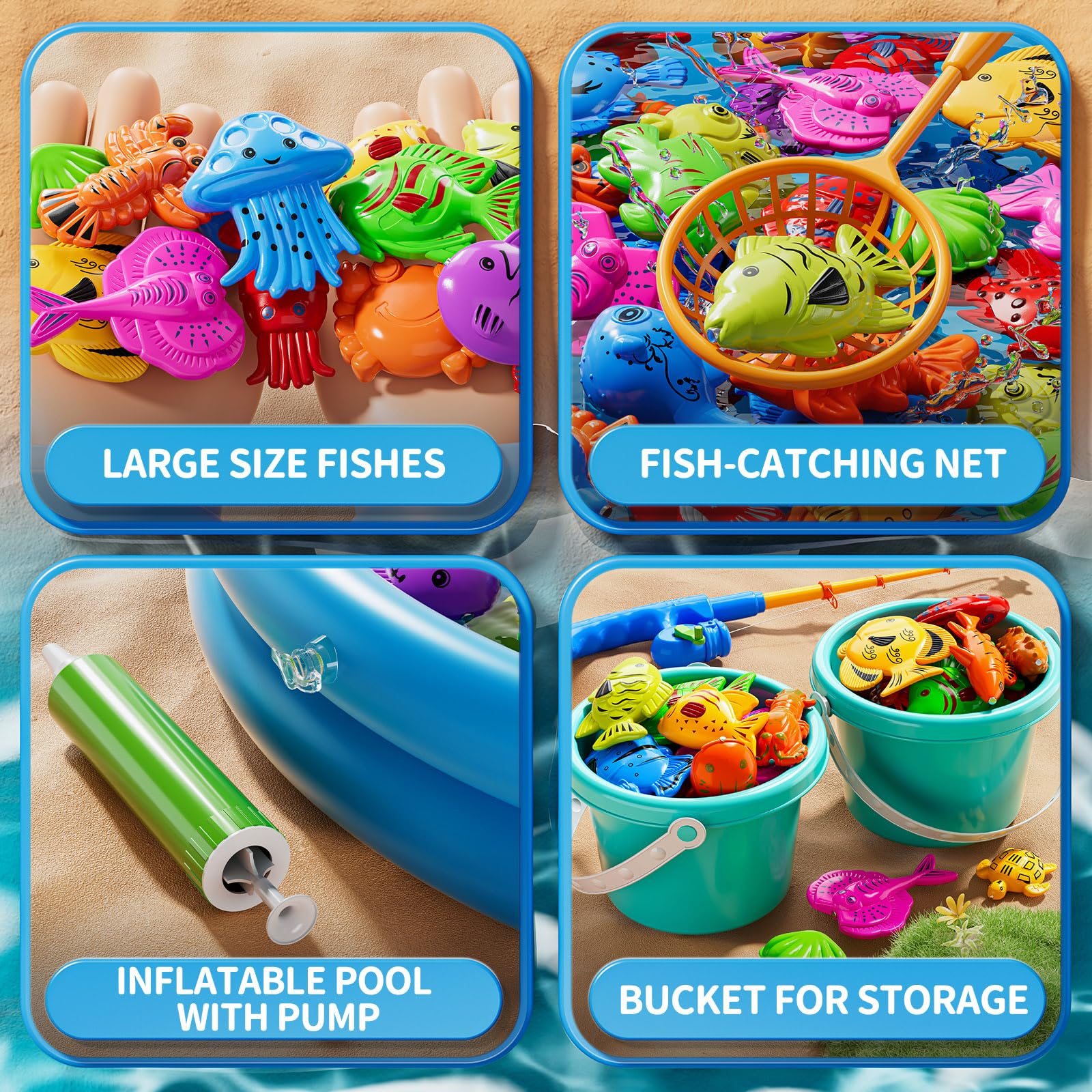 DULONIME Magnet Fishing Game for Kids 3-5 4-8, Fish Toys for Kids 3-5, Bathtub Floating Fishing Pole, Water Table Pool - Image 4