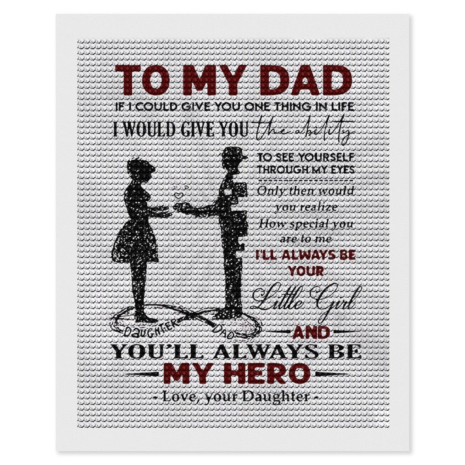 Junmoney to My Dad You are My Hero Diamond Art Canvas 16"x20", Easy to Follow Symbols, Finish and Display, Fun Craft Experience, Aesthetic Room Decor