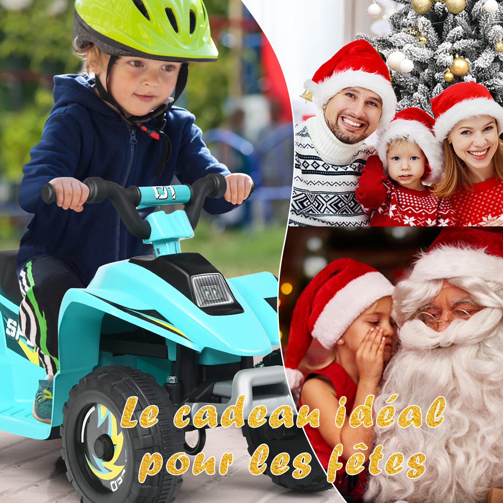 Relax4life Quad 4x4 Électrique pour Enfants avec Marche Avant/Arrière, Quad à Batterie avec 4 Roues Antidérapantes, Siège Ergonomique Capacité de Charge 30 KG, pour Enfants 3 Ans+(Modèle 1, Bleu)